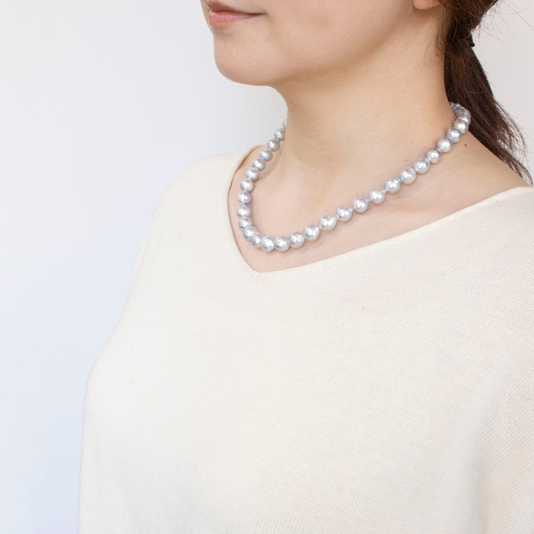 【限定5点】パール ネックレス(アコヤ真珠/9mm/バロック珠/ナチュラルブルー/6月誕生石)《25H01602》