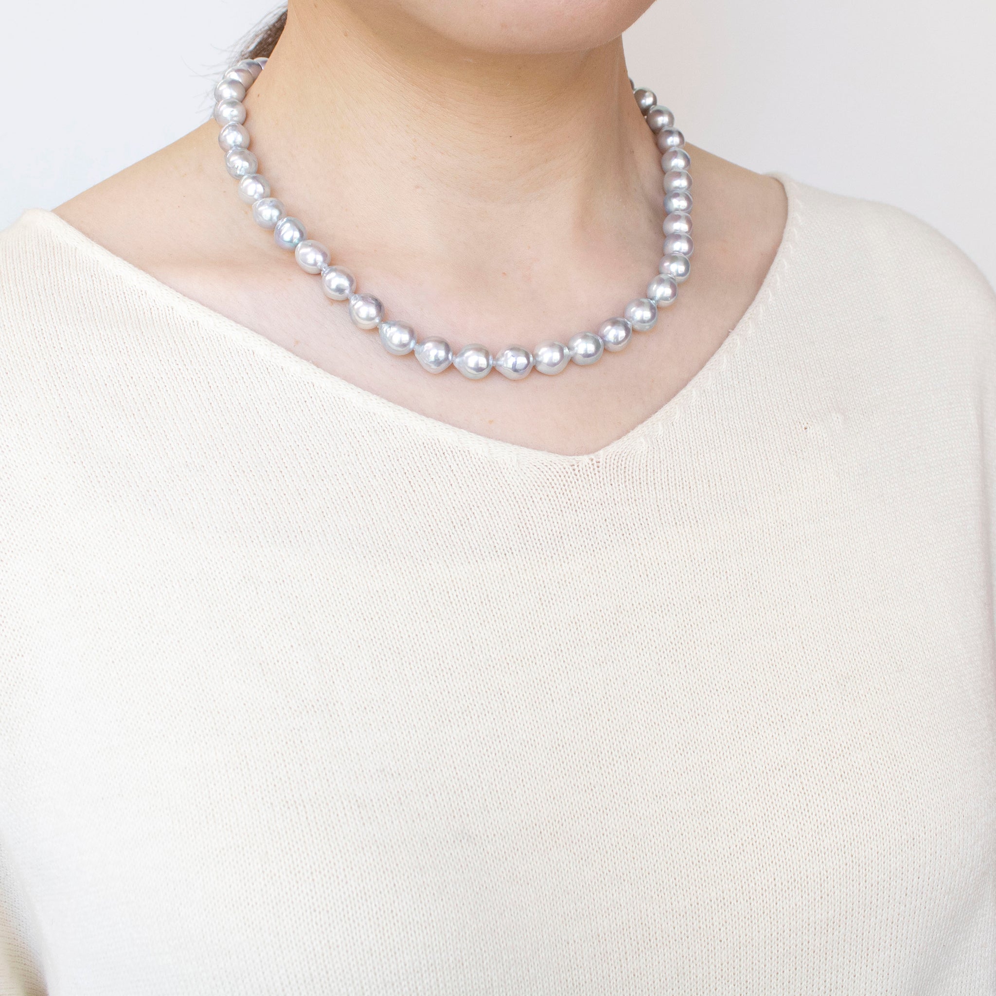 【限定5点】パール ネックレス(アコヤ真珠/9mm/バロック珠/ナチュラルブルー/6月誕生石)《25H01602》