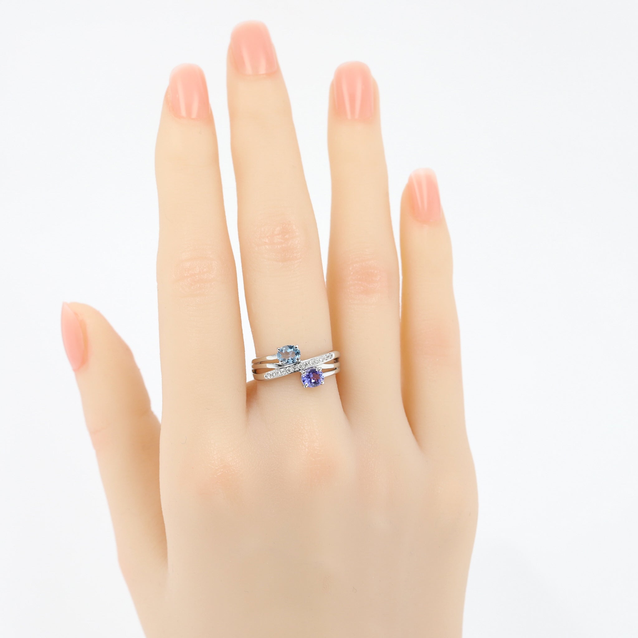 アクアマリン/タンザナイト プラチナリング《25H01603》