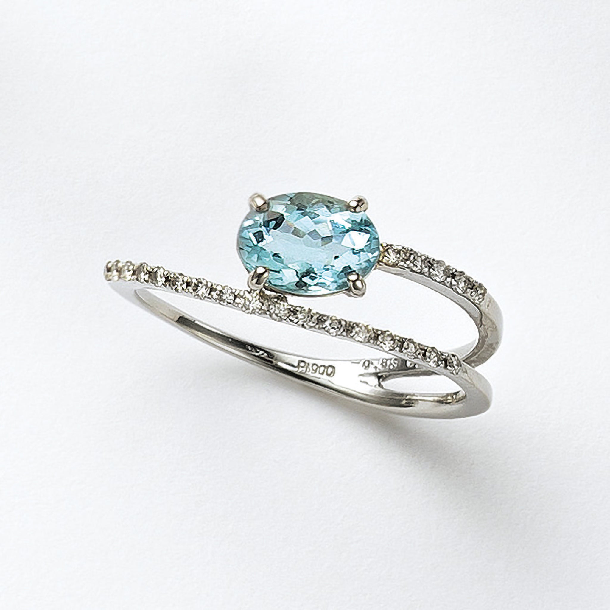 アクアマリン/ダイヤモンド プラチナリング(3月誕生石)《25H01609》