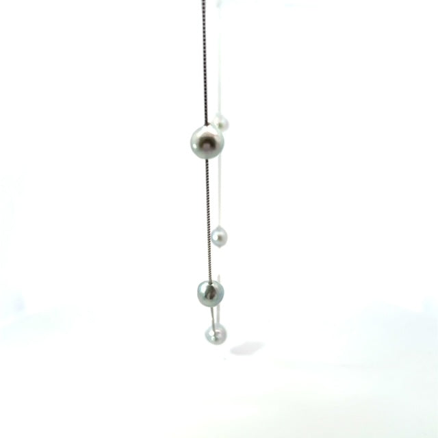 パール プラチナネックレス(アコヤ真珠/8mm/バロック珠/ナチュラルブルー/ロング/80cm/ステーション/3月誕生石)《25H01610》