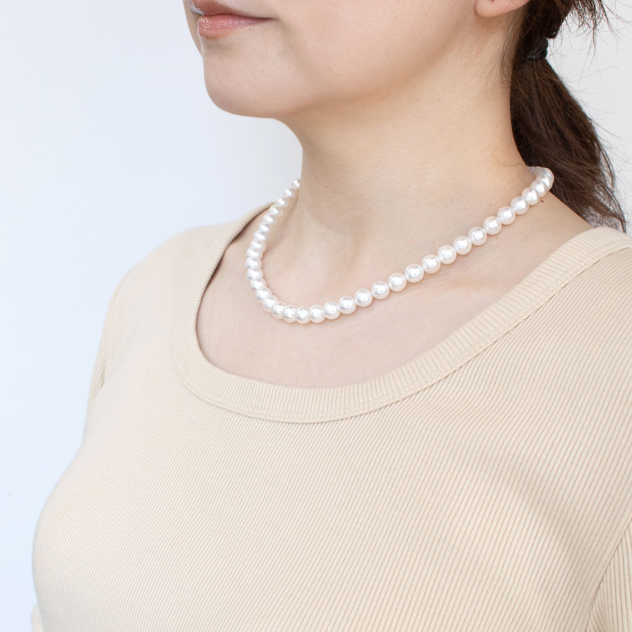 【限定9点】パール ネックレス(アコヤ真珠/7.5mm/無調色/6月誕生石/鑑別書付)《25H01708》