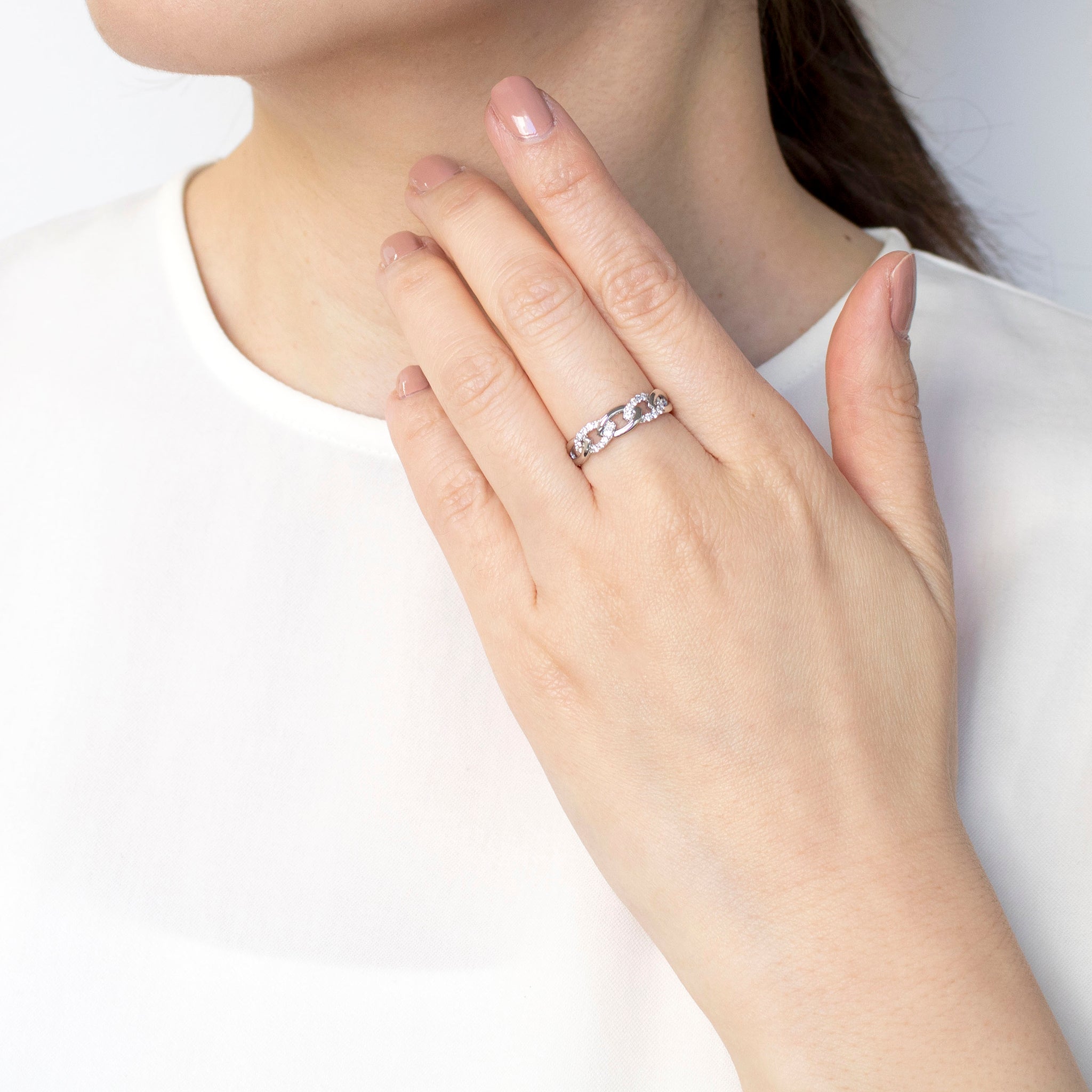 ダイヤモンド プラチナリング(リーフモチーフ/4月誕生石)《25H01805》