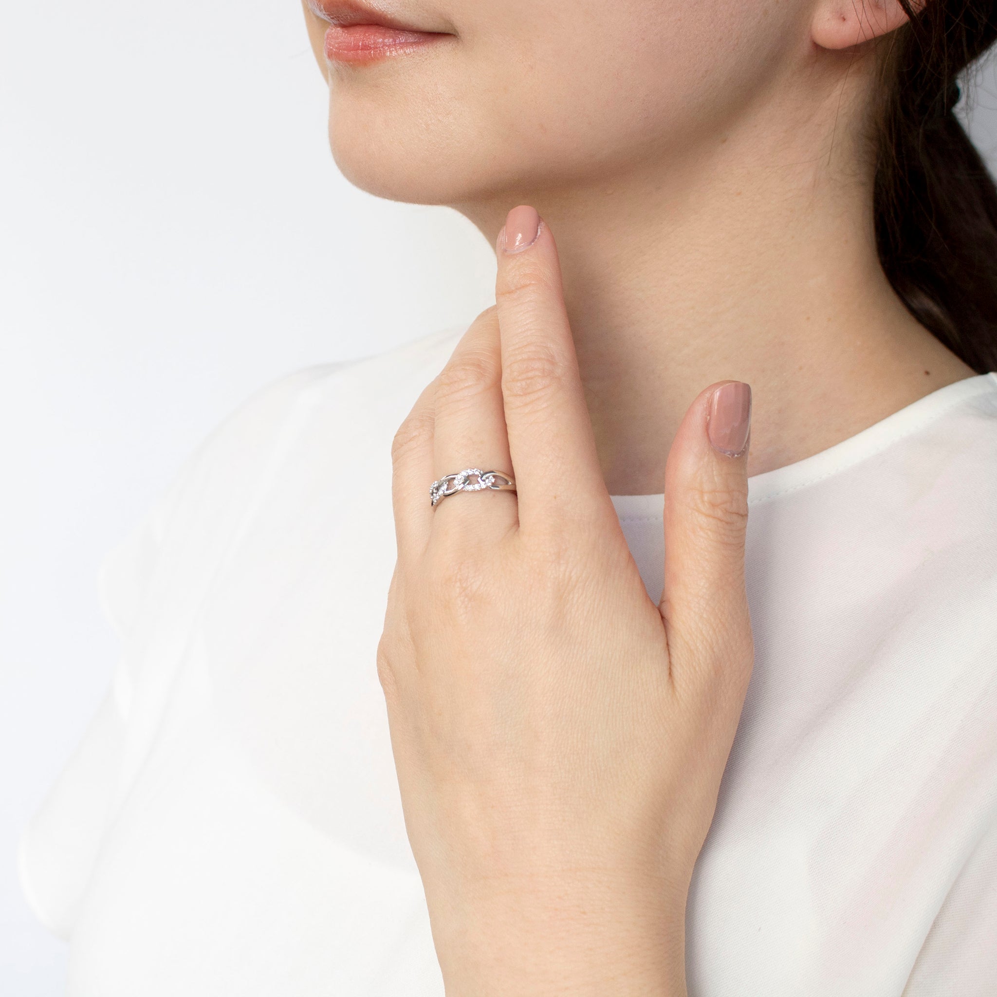 ダイヤモンド プラチナリング(リーフモチーフ/4月誕生石)《25H01805》