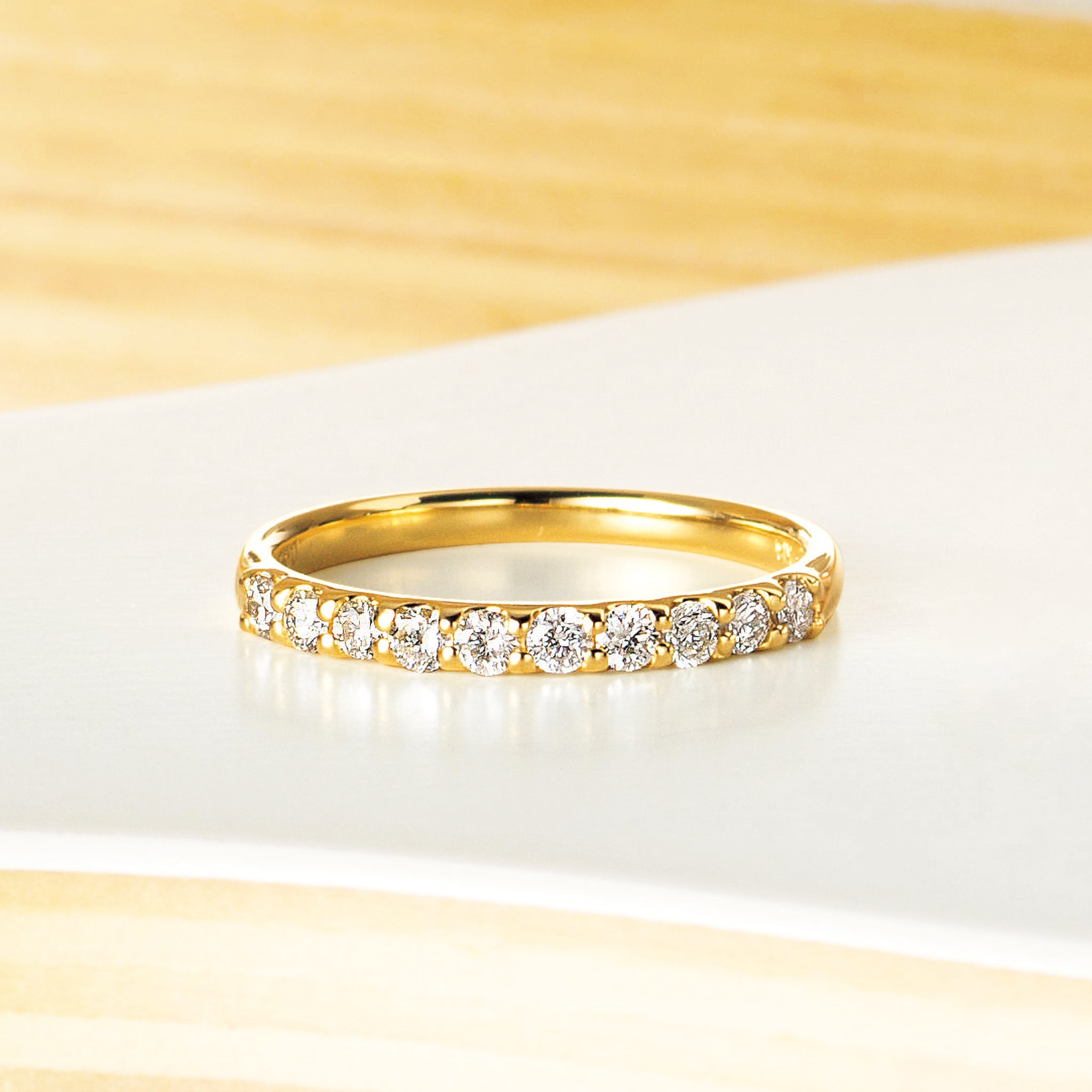 ダイヤモンド K18リング(計0.3カラット/ハーフエタニティ/4月誕生石《25H02001-YG》