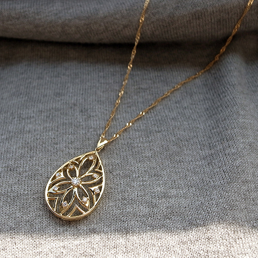 ダイヤモンド K18ネックレス(ロング/60cm/4月誕生石/鑑別書付)《25H02011》