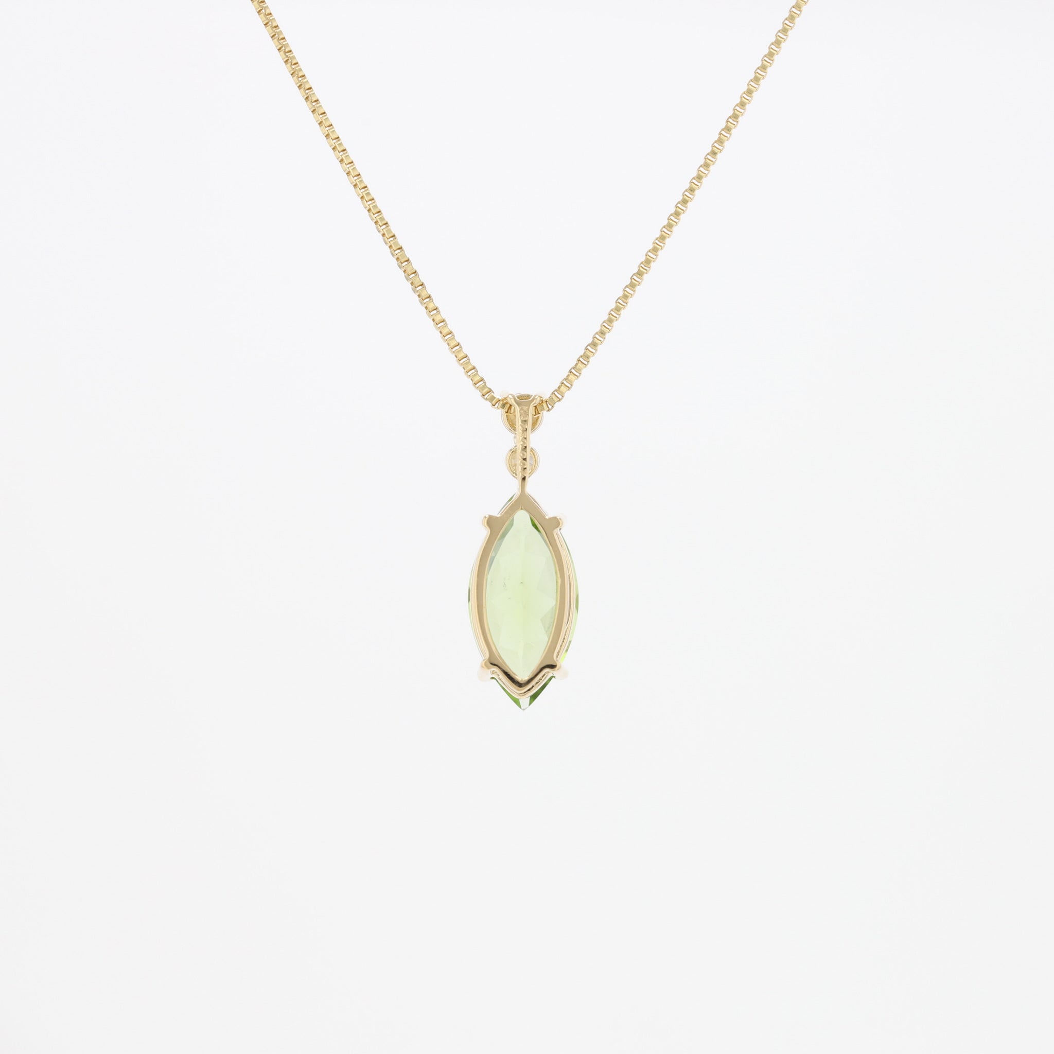 ペリドット/ダイヤモンド K18ネックレス(1.3カラット/マーキス/8月誕生石)《25H02108》