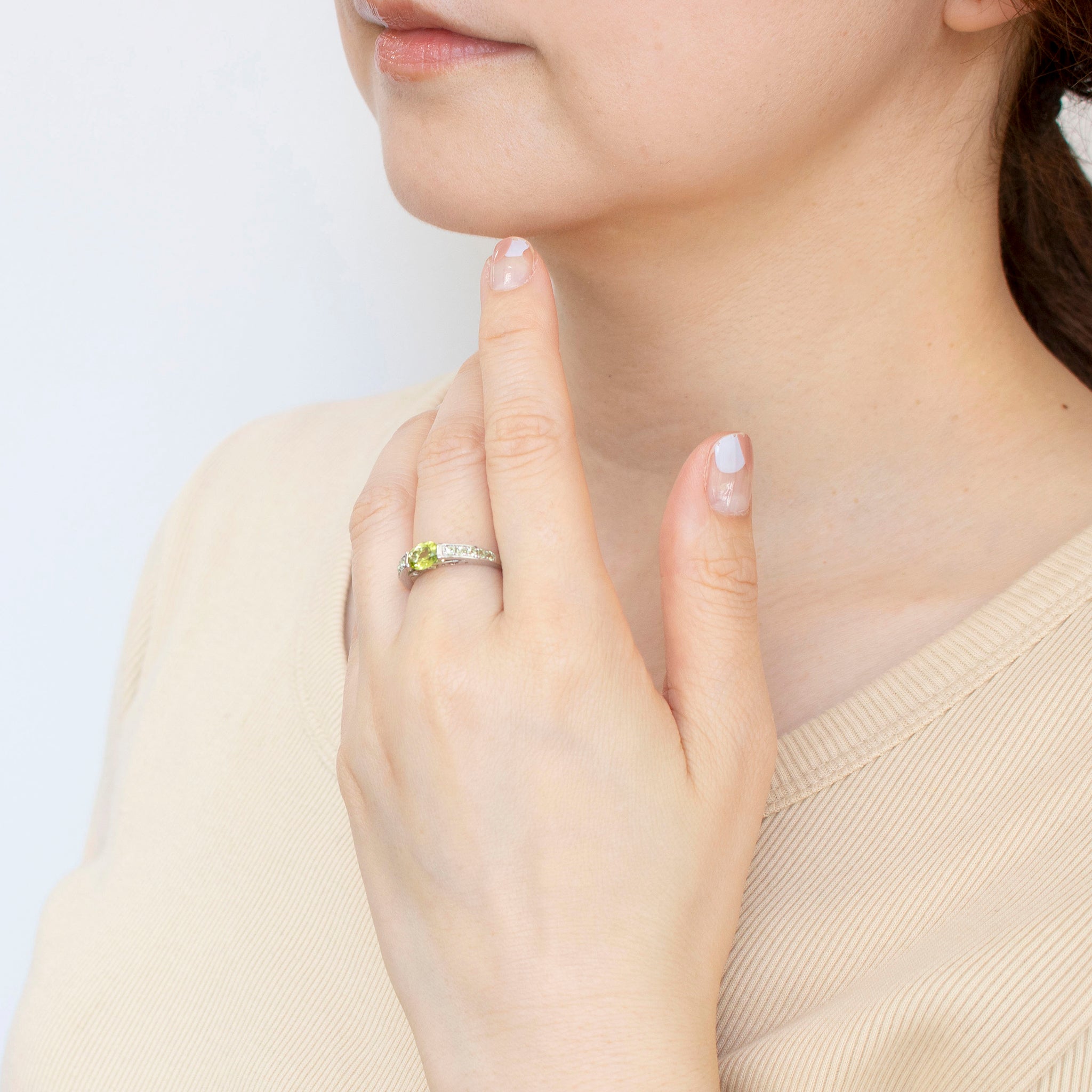 ペリドット プラチナリング(8月誕生石)《25H02110》