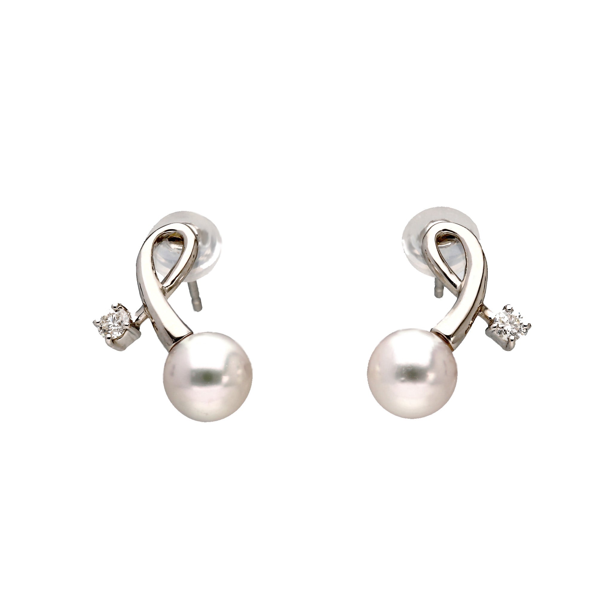 パール/ダイヤモンド プラチナピアス(アコヤ真珠/6mm/6月誕生石)《25H02201》