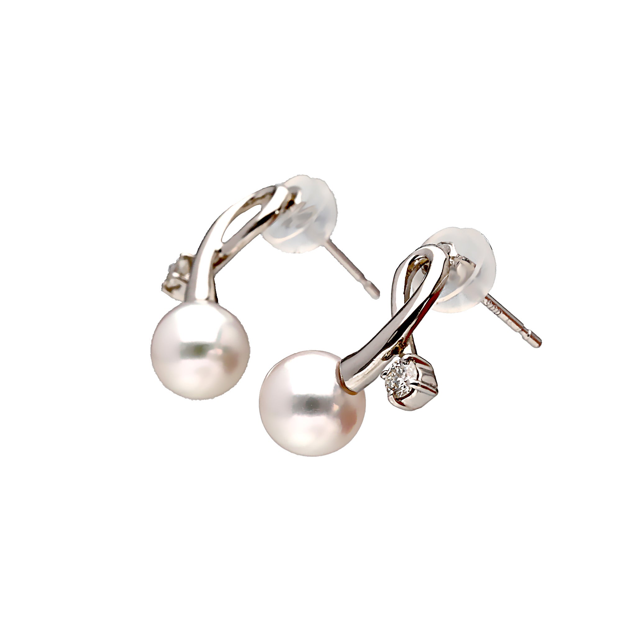 パール/ダイヤモンド プラチナピアス(アコヤ真珠/6mm/6月誕生石)《25H02201》