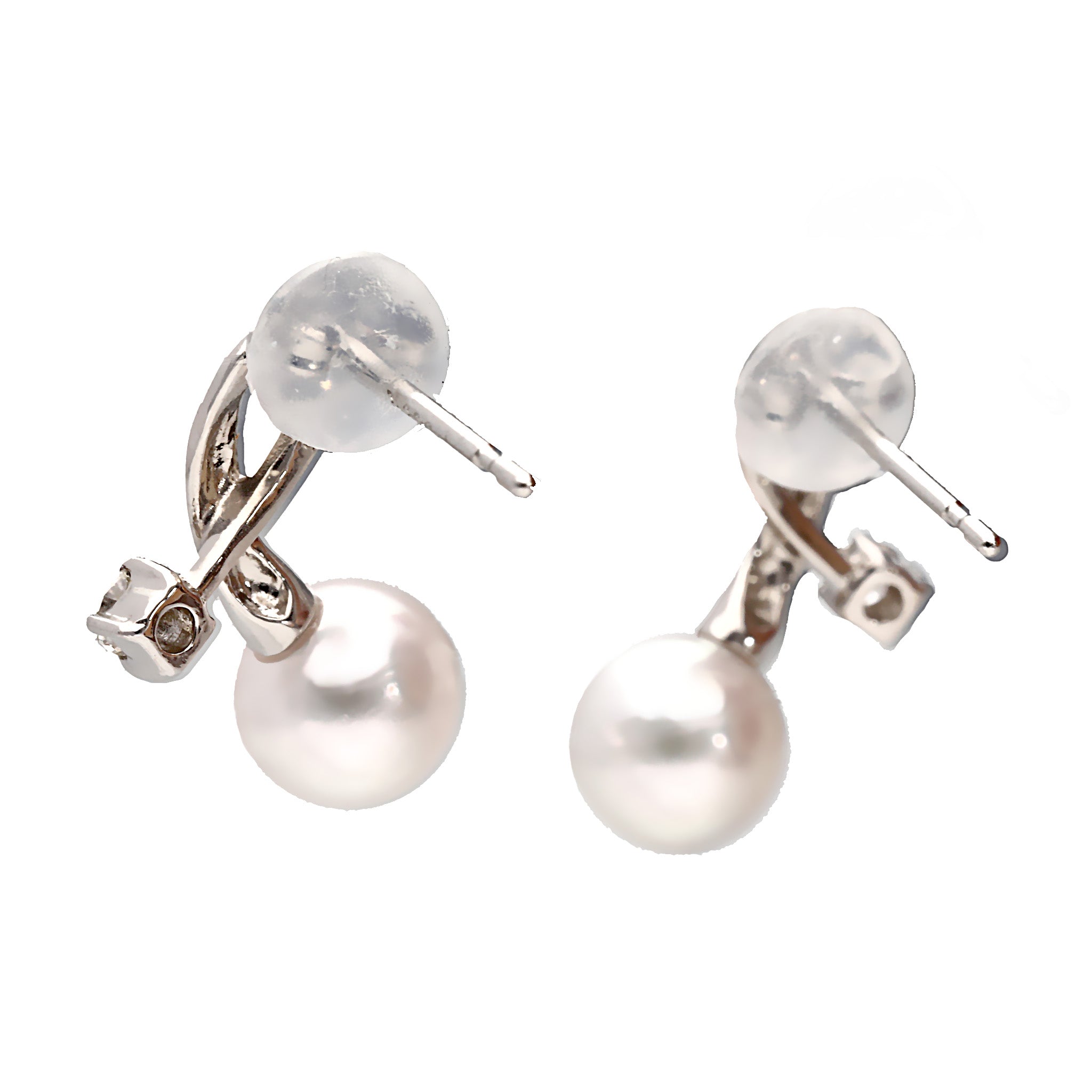 パール/ダイヤモンド プラチナピアス(アコヤ真珠/6mm/6月誕生石)《25H02201》