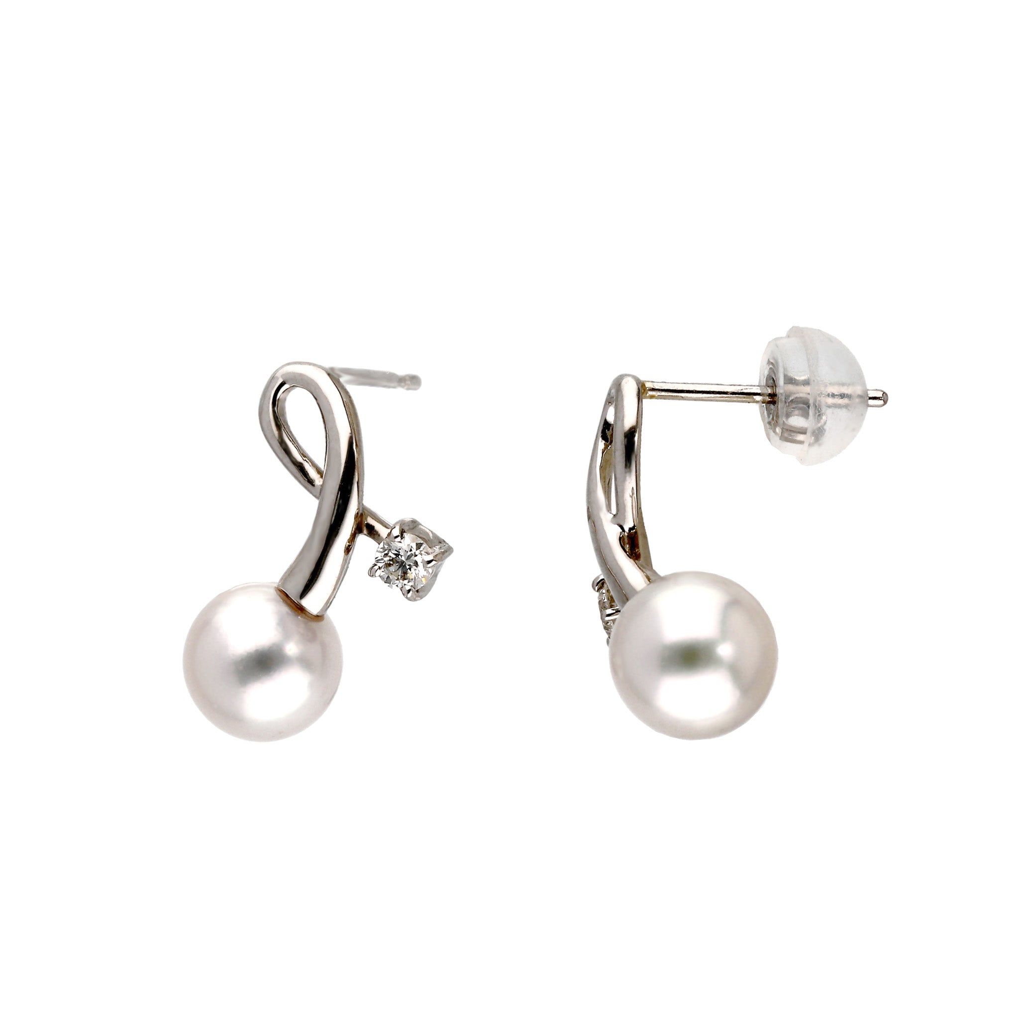 パール/ダイヤモンド プラチナピアス(アコヤ真珠/6mm/6月誕生石)《25H02201》