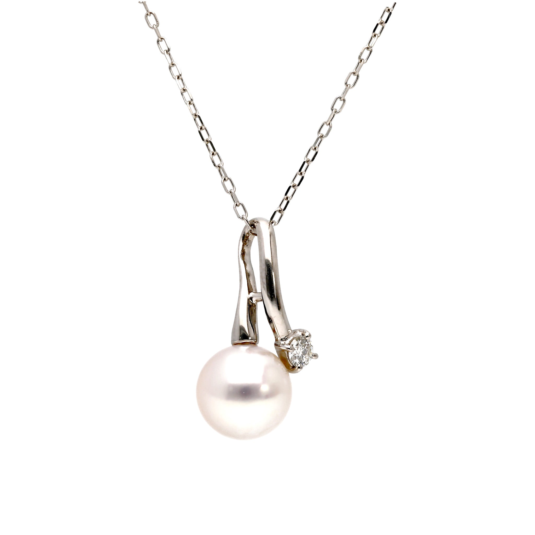 パール/ダイヤモンド プラチナネックレス(アコヤ真珠/8mm/6月誕生石)《25H02202》