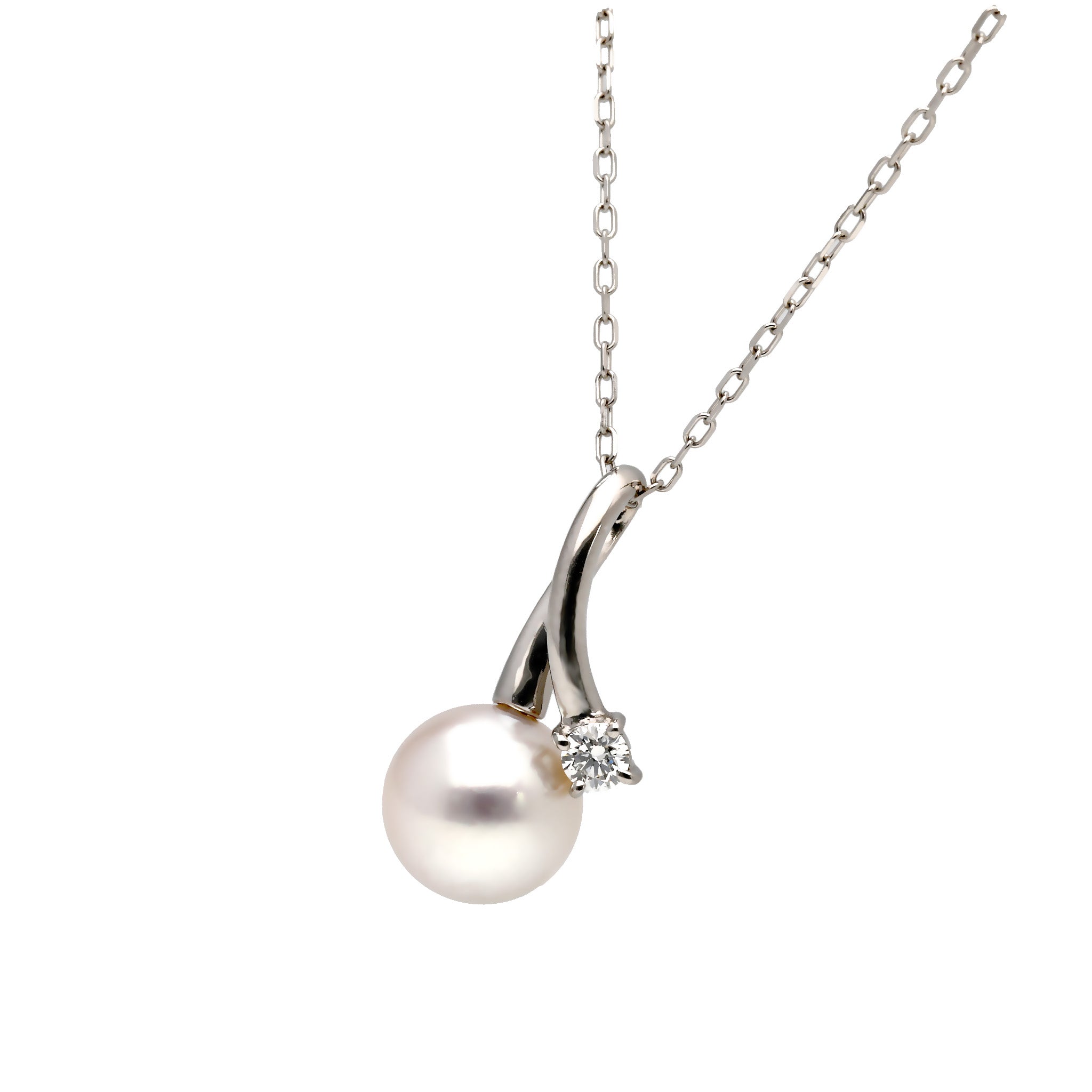 パール/ダイヤモンド プラチナネックレス(アコヤ真珠/8mm/6月誕生石)《25H02202》