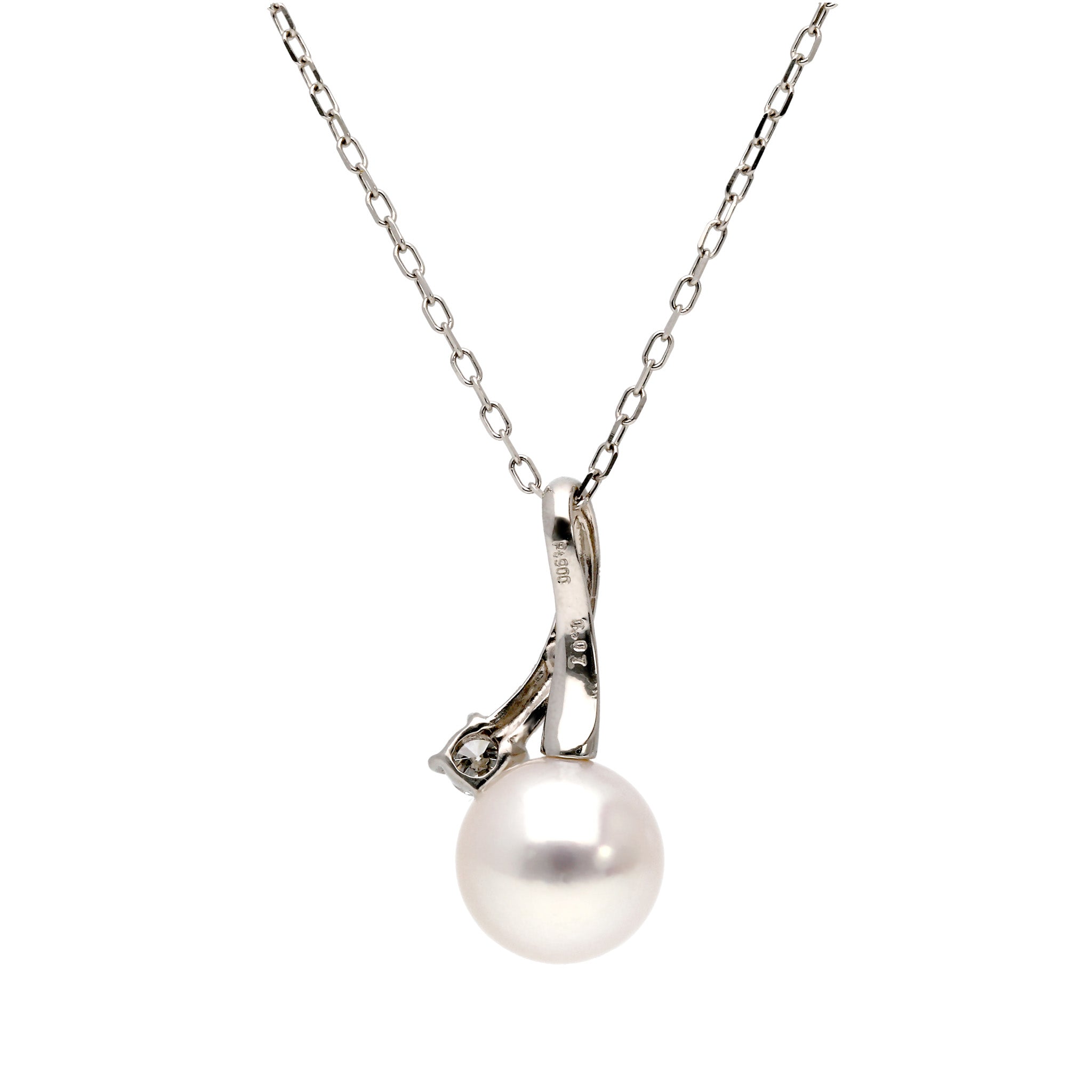 パール/ダイヤモンド プラチナネックレス(アコヤ真珠/8mm/6月誕生石)《25H02202》