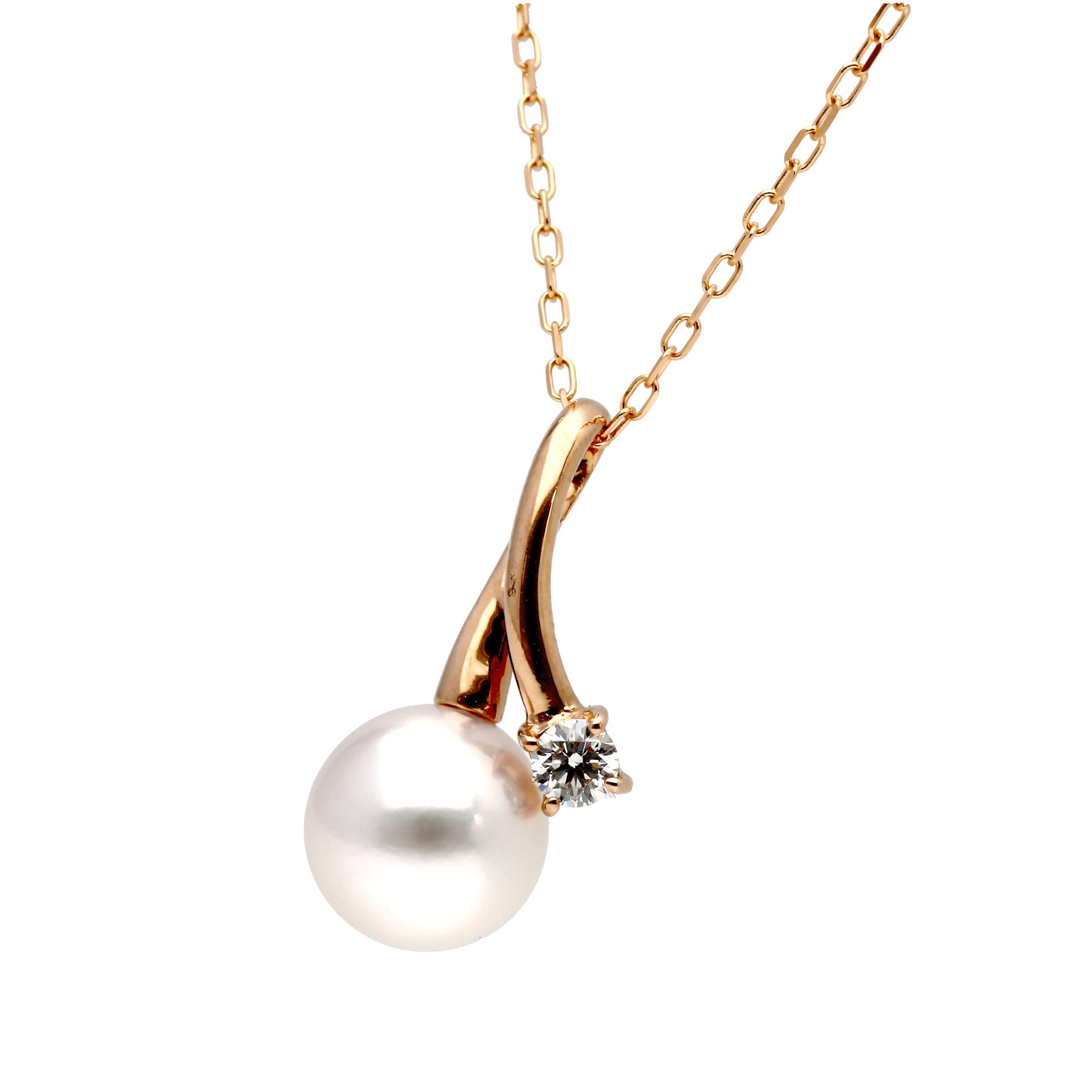 パール/ダイヤモンド K18ネックレス(アコヤ真珠/7.5mm/6月誕生石)《25H02203》