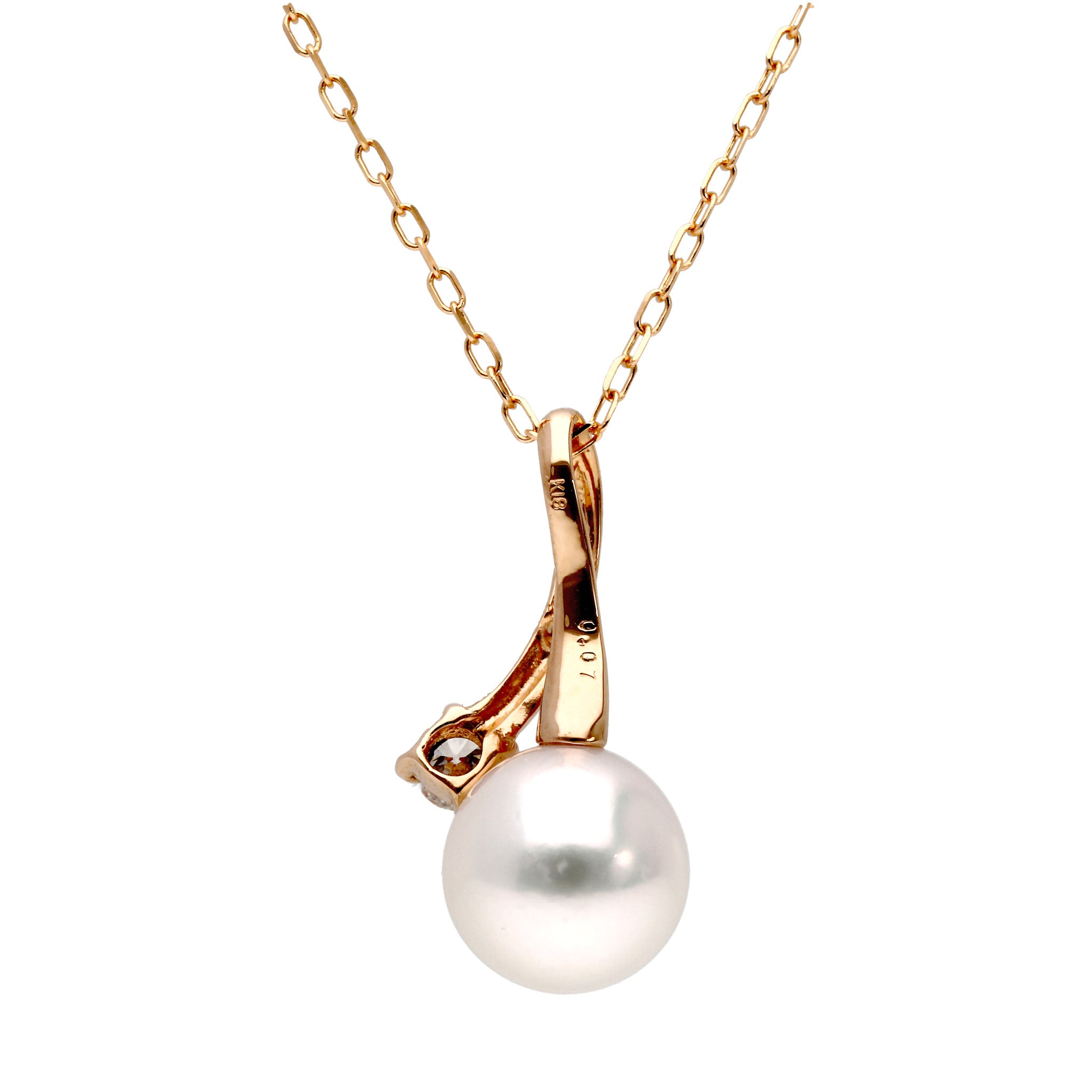 パール/ダイヤモンド K18ネックレス(アコヤ真珠/7.5mm/6月誕生石)《25H02203》