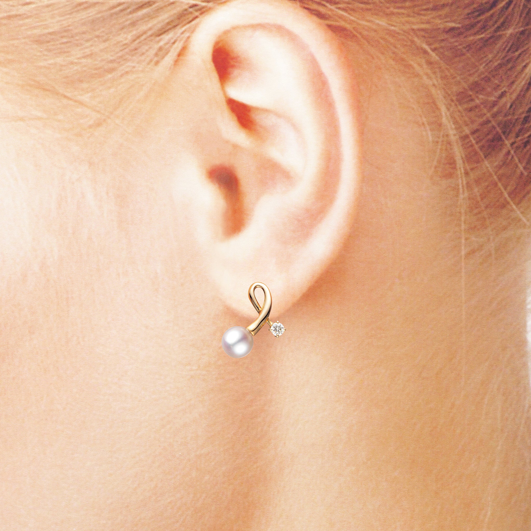 パール/ダイヤモンド K18ピアス(アコヤ真珠/5.5mm/6月誕生石)《25H02204》