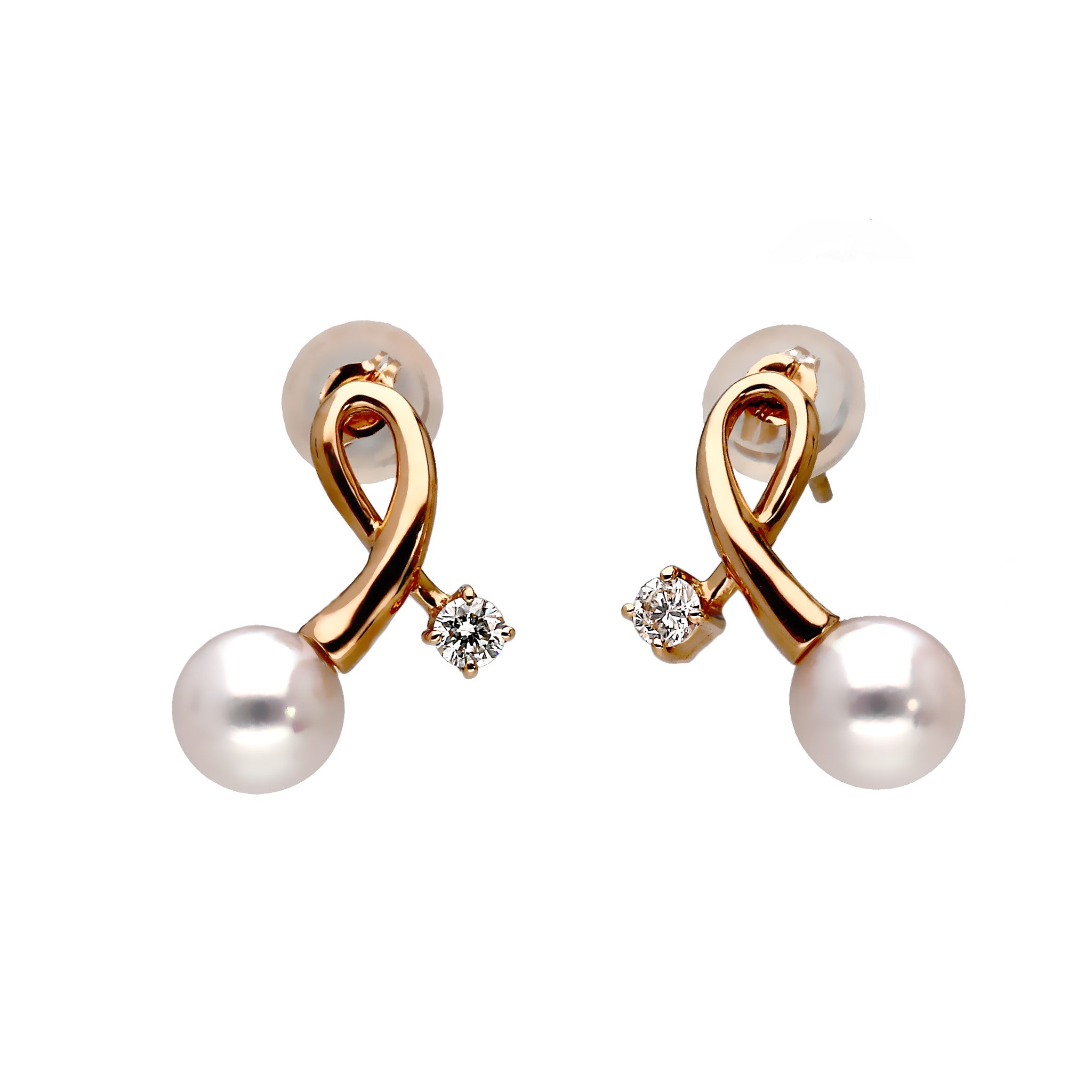 パール/ダイヤモンド K18ピアス(アコヤ真珠/5.5mm/6月誕生石)《25H02204》