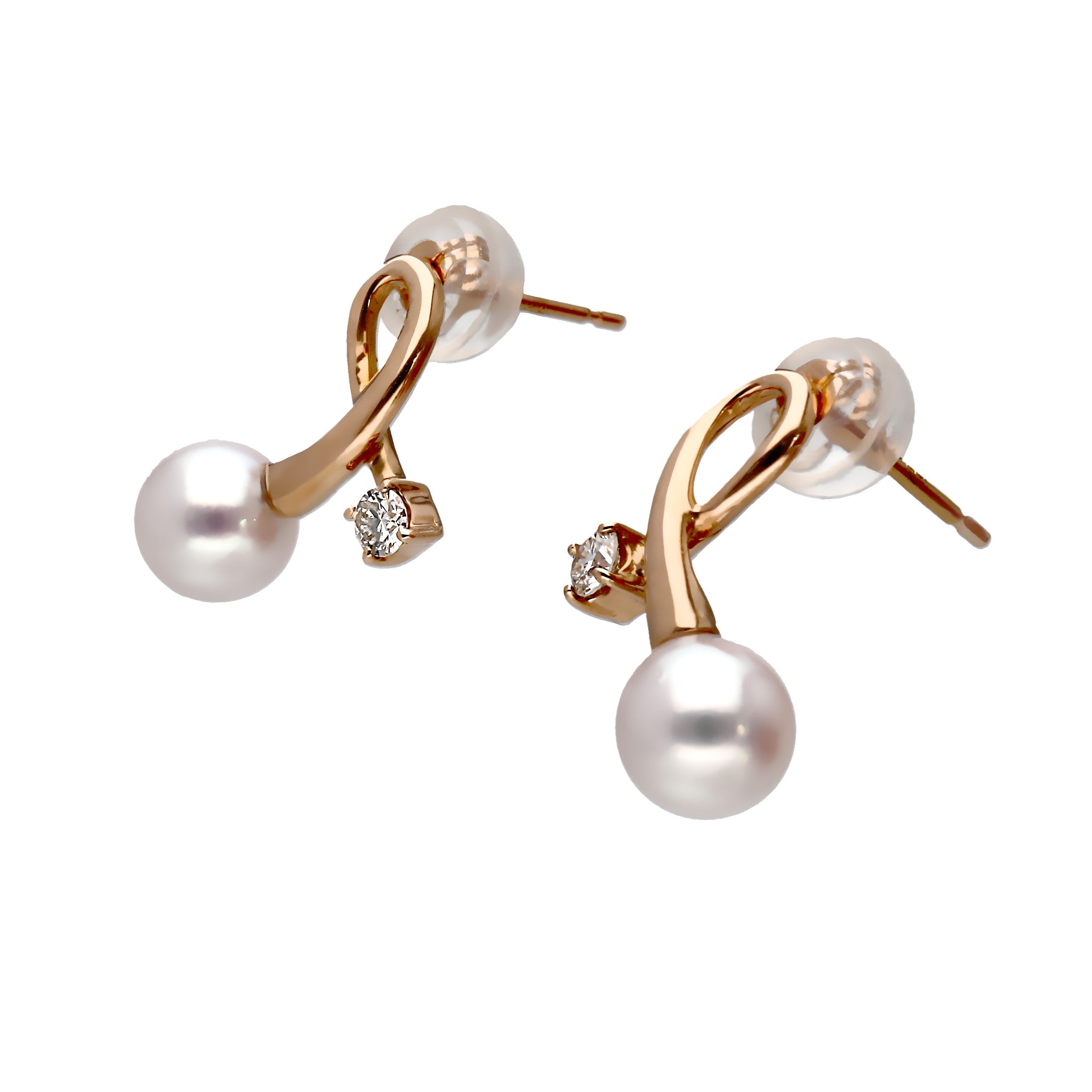 パール/ダイヤモンド K18ピアス(アコヤ真珠/5.5mm/6月誕生石)《25H02204》