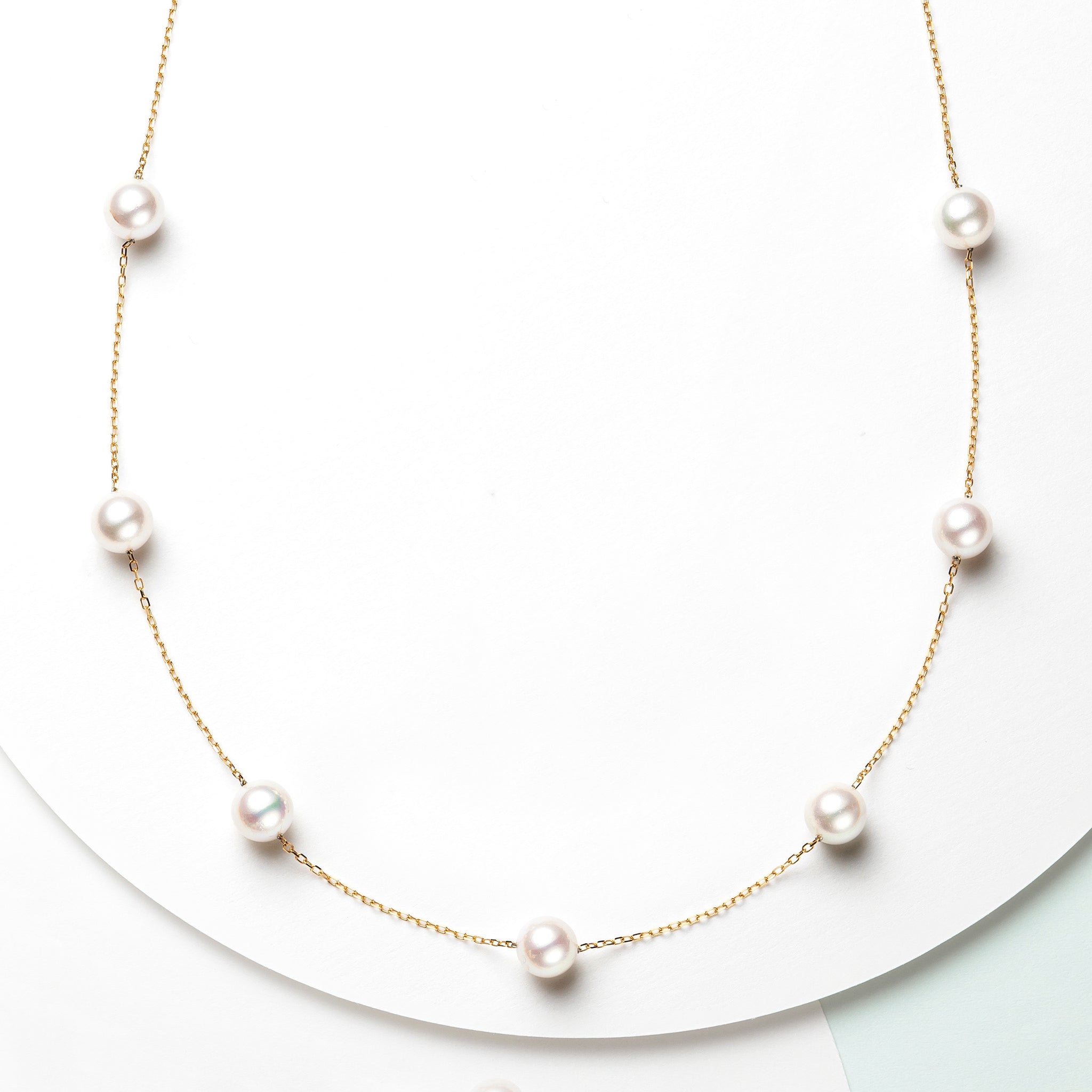 K18 各サイズの、アコヤ真珠と、あこや砂芥子パールの、オメガ風ネックレス K18YG アコヤ真珠 アコヤ芥子パール ペンダントネックレス 径約