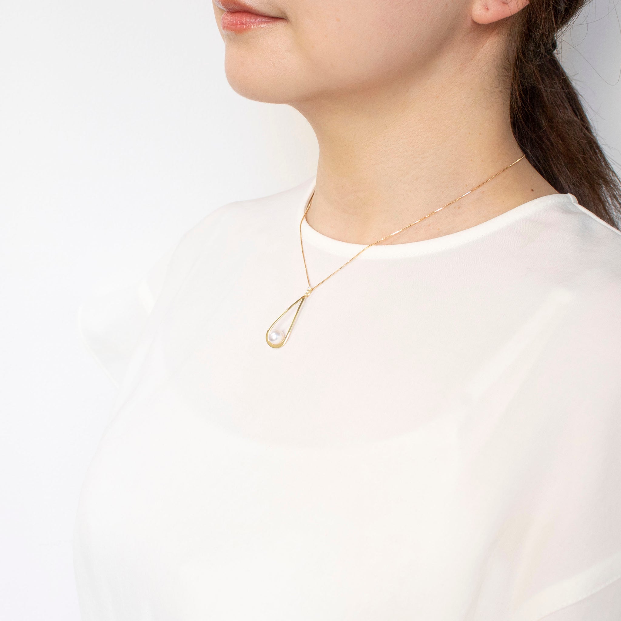 パール K18ネックレス(アコヤ真珠/7.5mm/6月誕生石/鑑別書付)《25H02207》