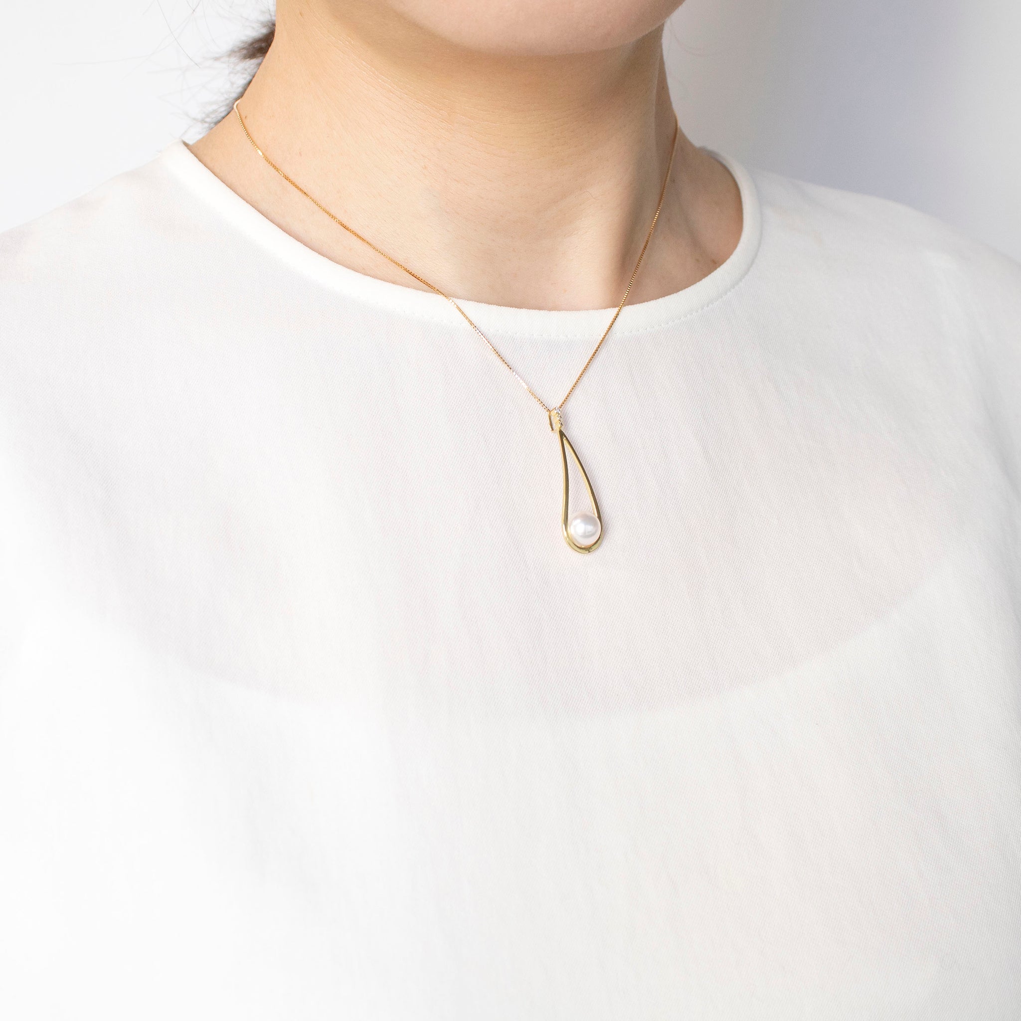 パール K18ネックレス(アコヤ真珠/7.5mm/6月誕生石/鑑別書付)《25H02207》