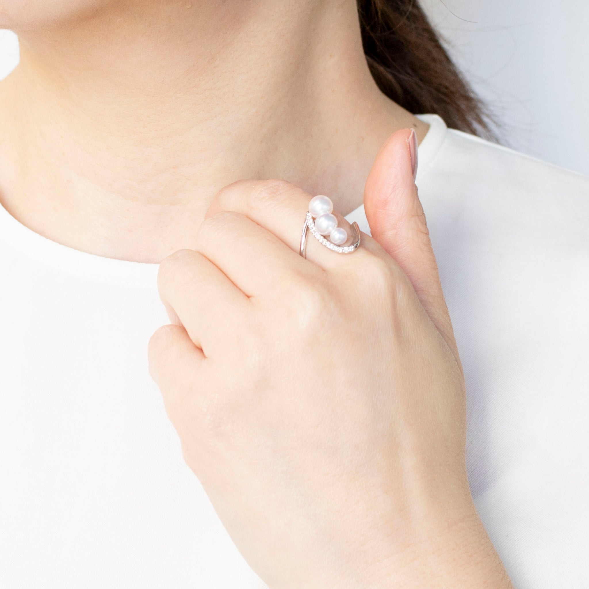 パール/ダイヤモンド プラチナリング(アコヤ真珠/4mm・5.5mm・6mm/6月誕生石)《25H02209》