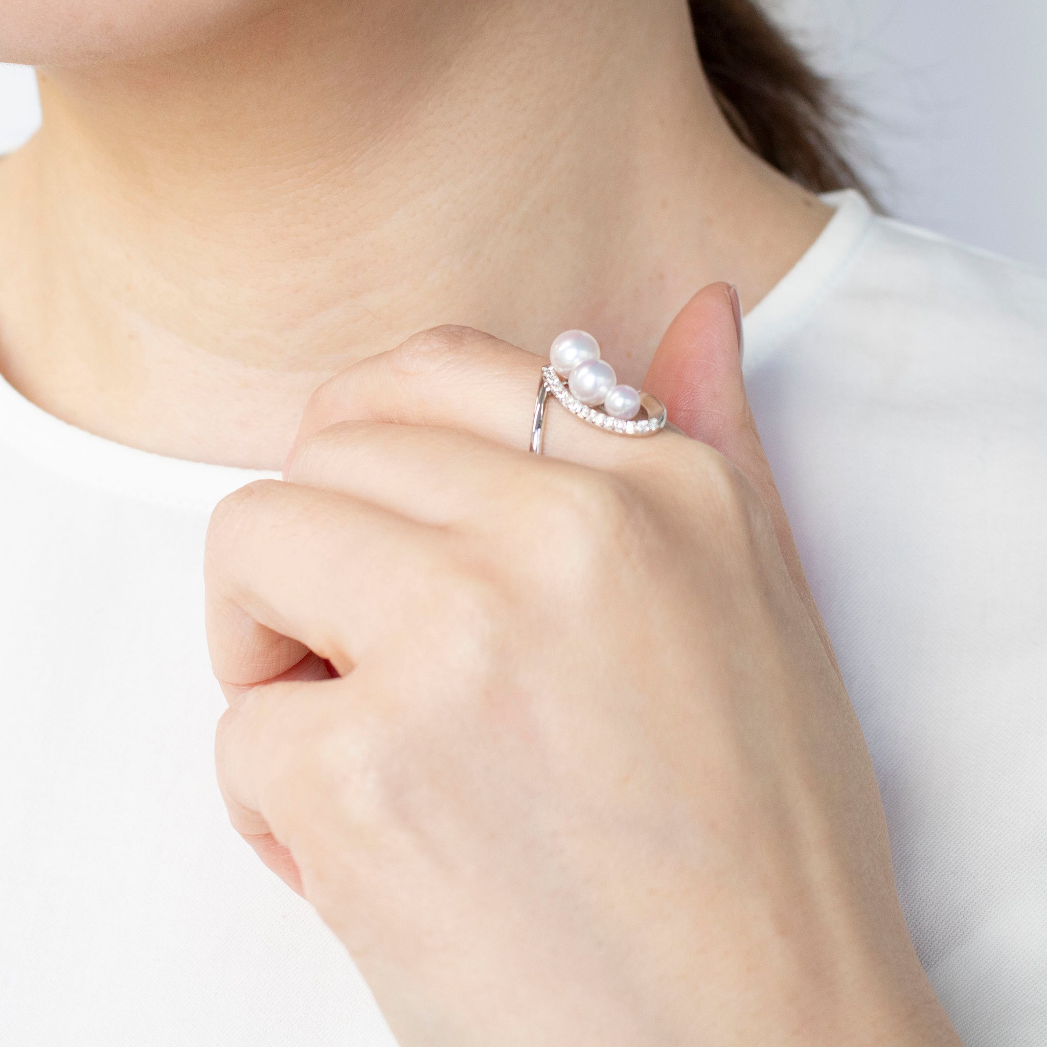 パール/ダイヤモンド プラチナリング(アコヤ真珠/4mm・5.5mm・6mm/6月誕生石)《25H02209》