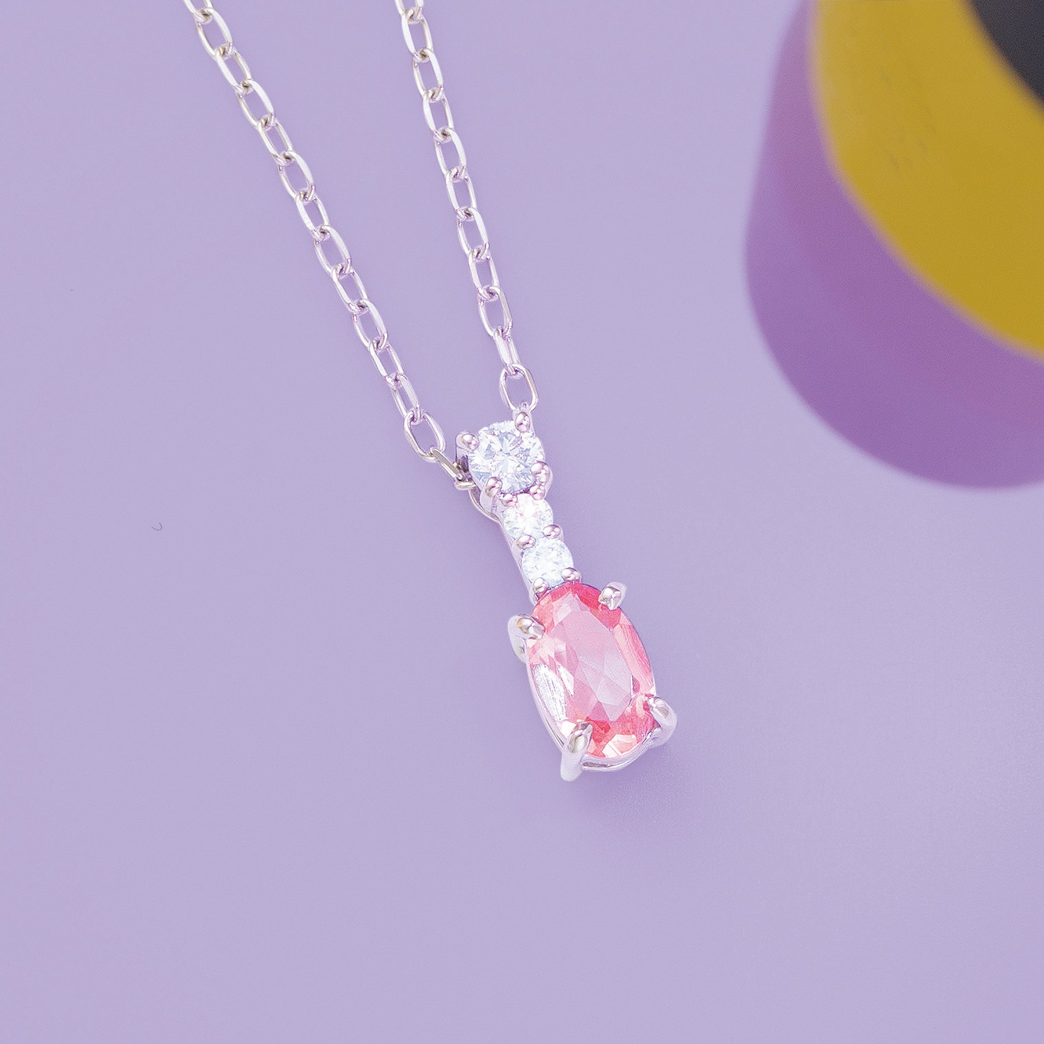 ガーネット/ダイヤモンド プラチナネックレス(UVペンライト付き/1月誕生石)《25H02302》