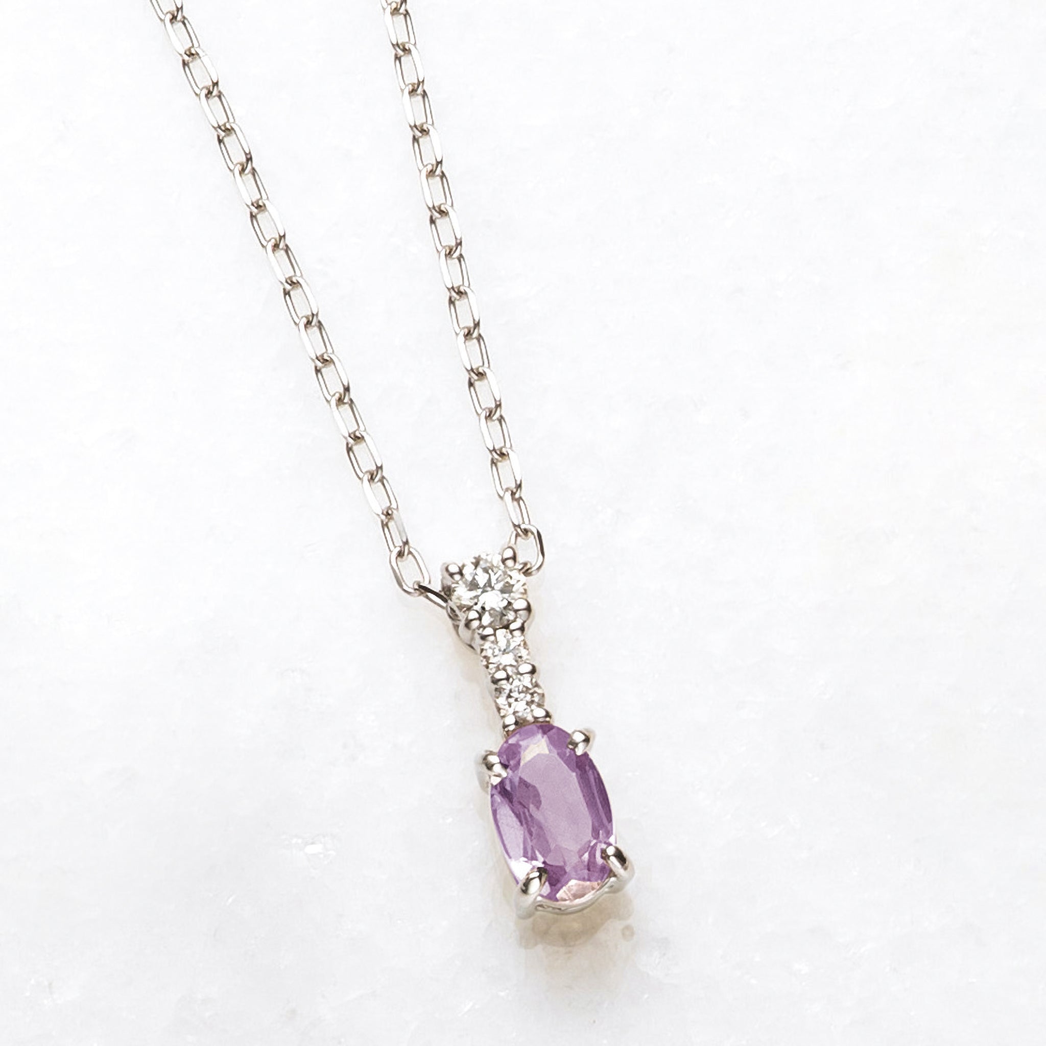 ガーネット/ダイヤモンド プラチナネックレス(UVペンライト付き/1月誕生石)《25H02302》