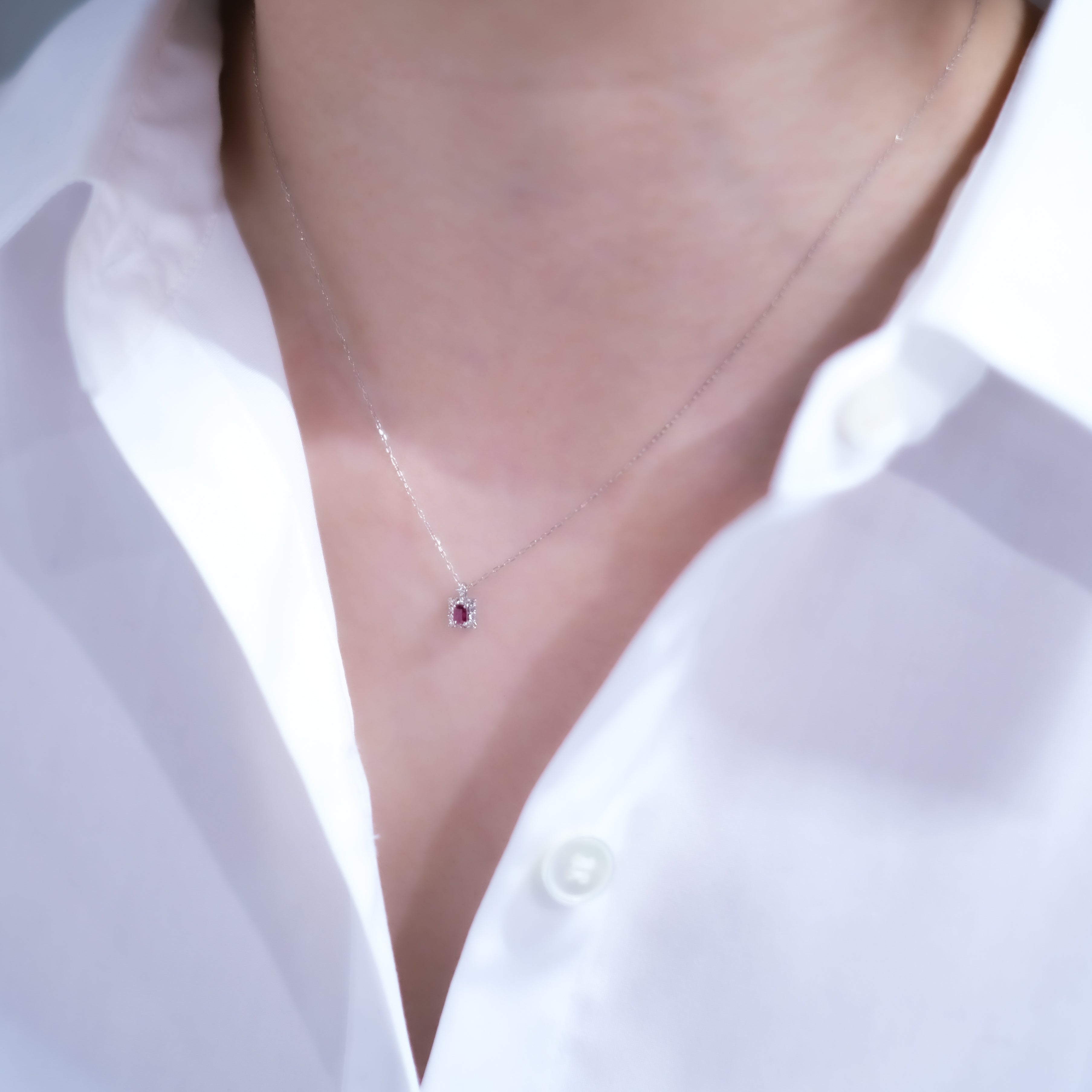 ルビー/ダイヤモンド プラチナネックレス(7月誕生石)《25H02305》