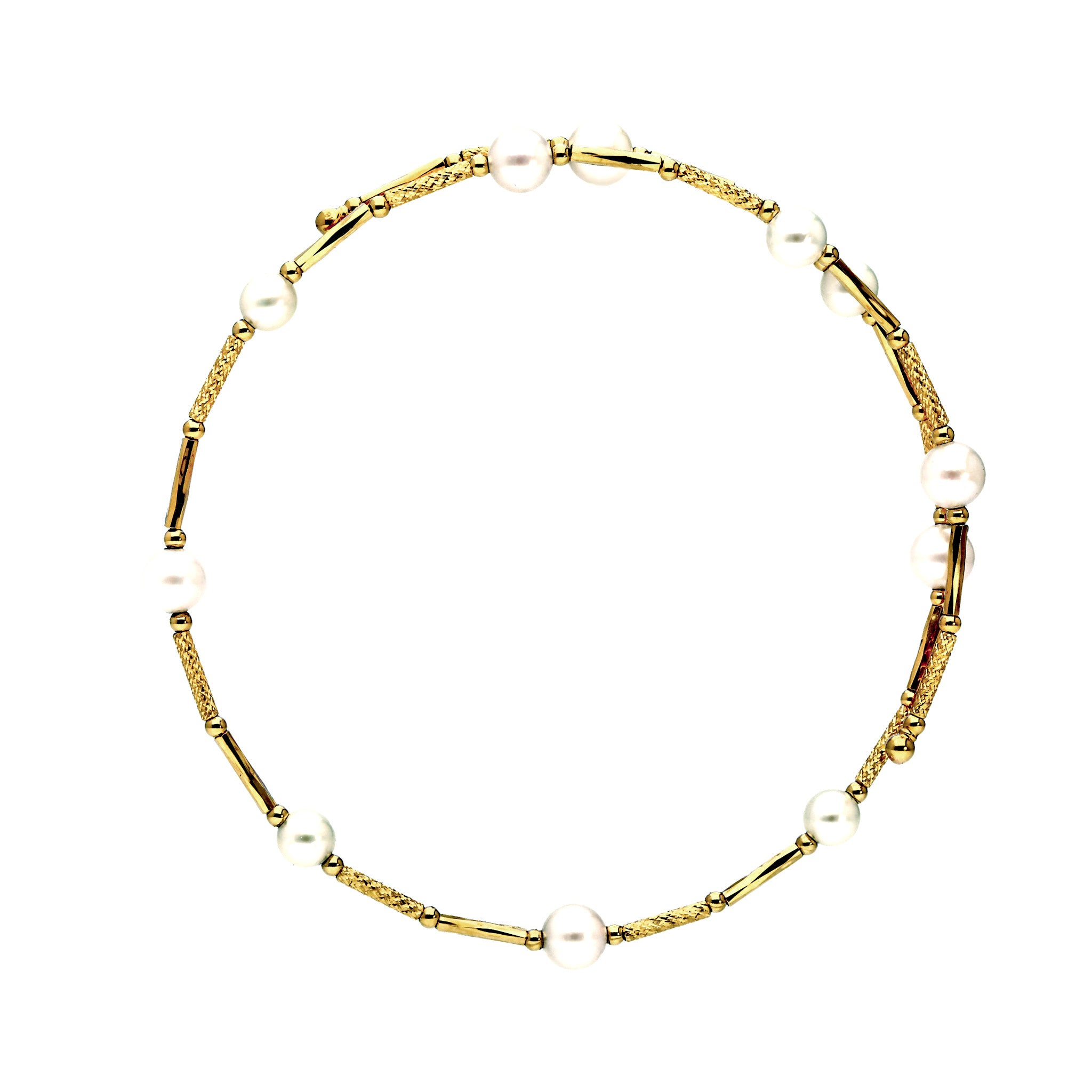 パール K18ブレスレット(アコヤ真珠/3.5mm・4mm/形状記憶/フリーサイズ/6月誕生石)《25H02310》