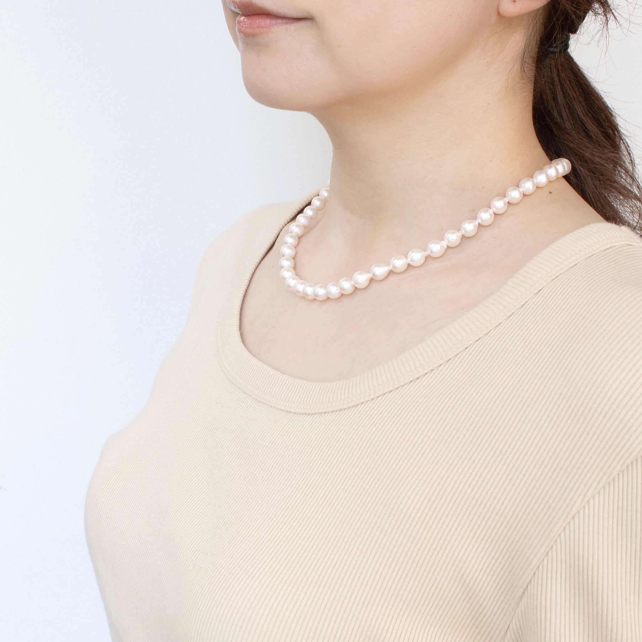 【限定5点】パール ネックレス(アコヤ真珠/7.5mm/セミバロック珠/6月誕生石)《25H02311》