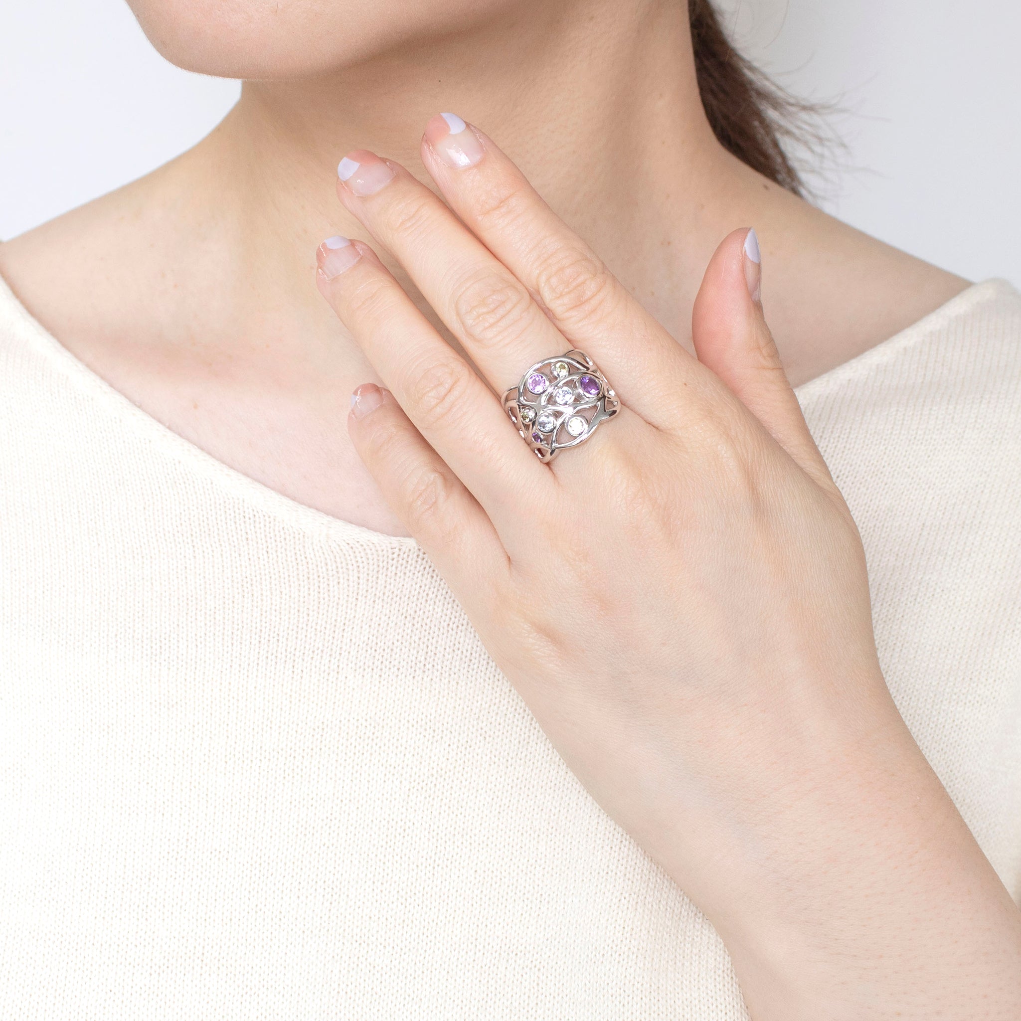 アメシスト/ペリドット/ブルートパーズ シルバーリング《25H02403》