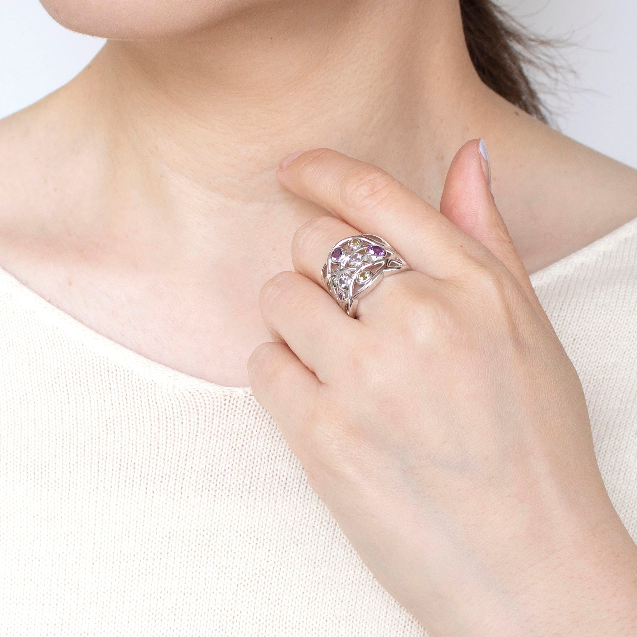 アメシスト/ペリドット/ブルートパーズ シルバーリング《25H02403》