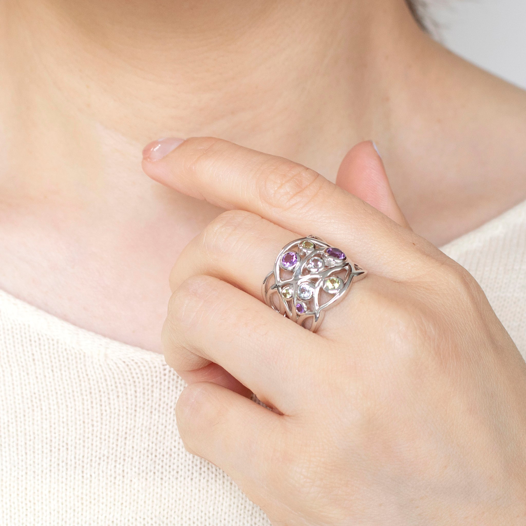 アメシスト/ペリドット/ブルートパーズ シルバーリング《25H02403》