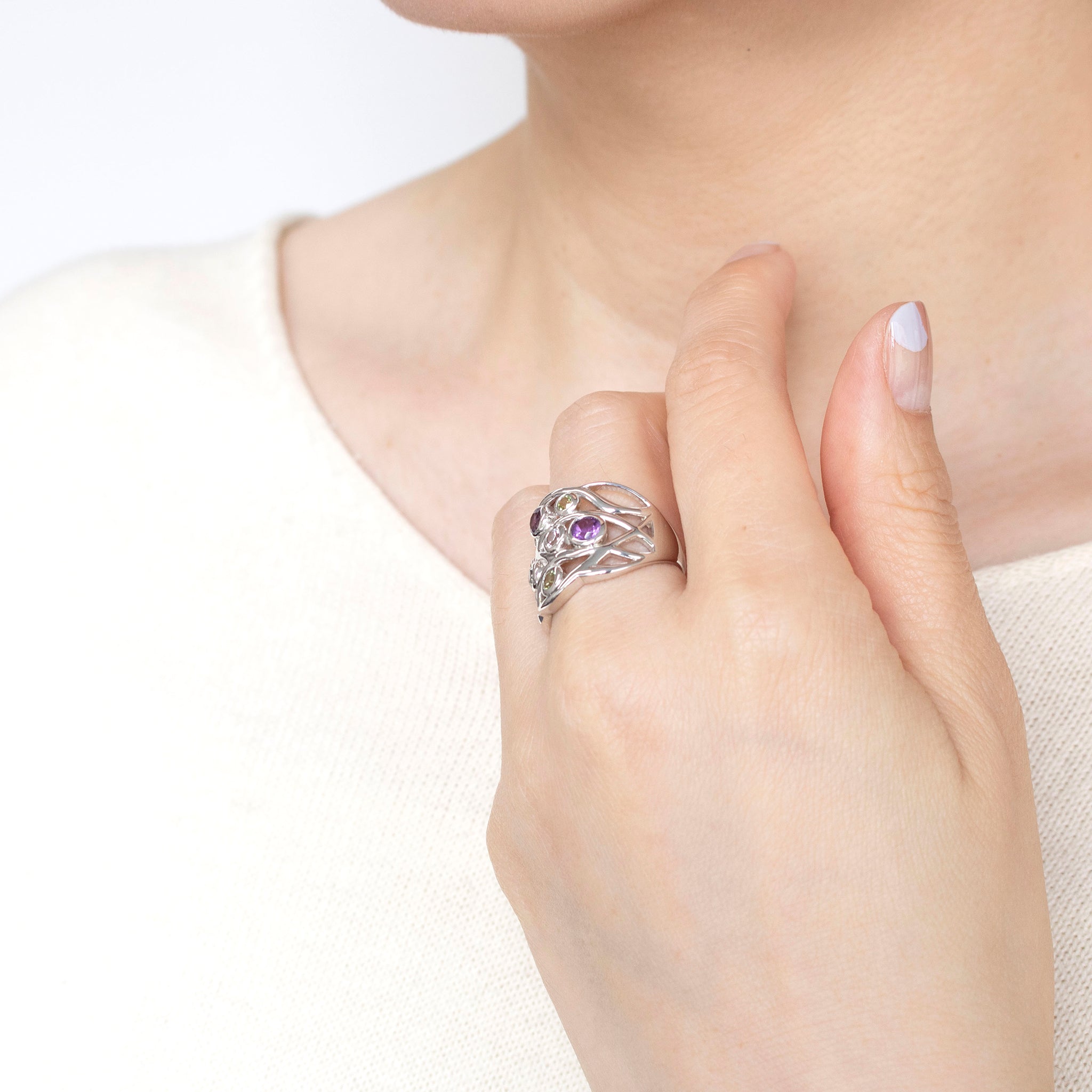 アメシスト/ペリドット/ブルートパーズ シルバーリング《25H02403》
