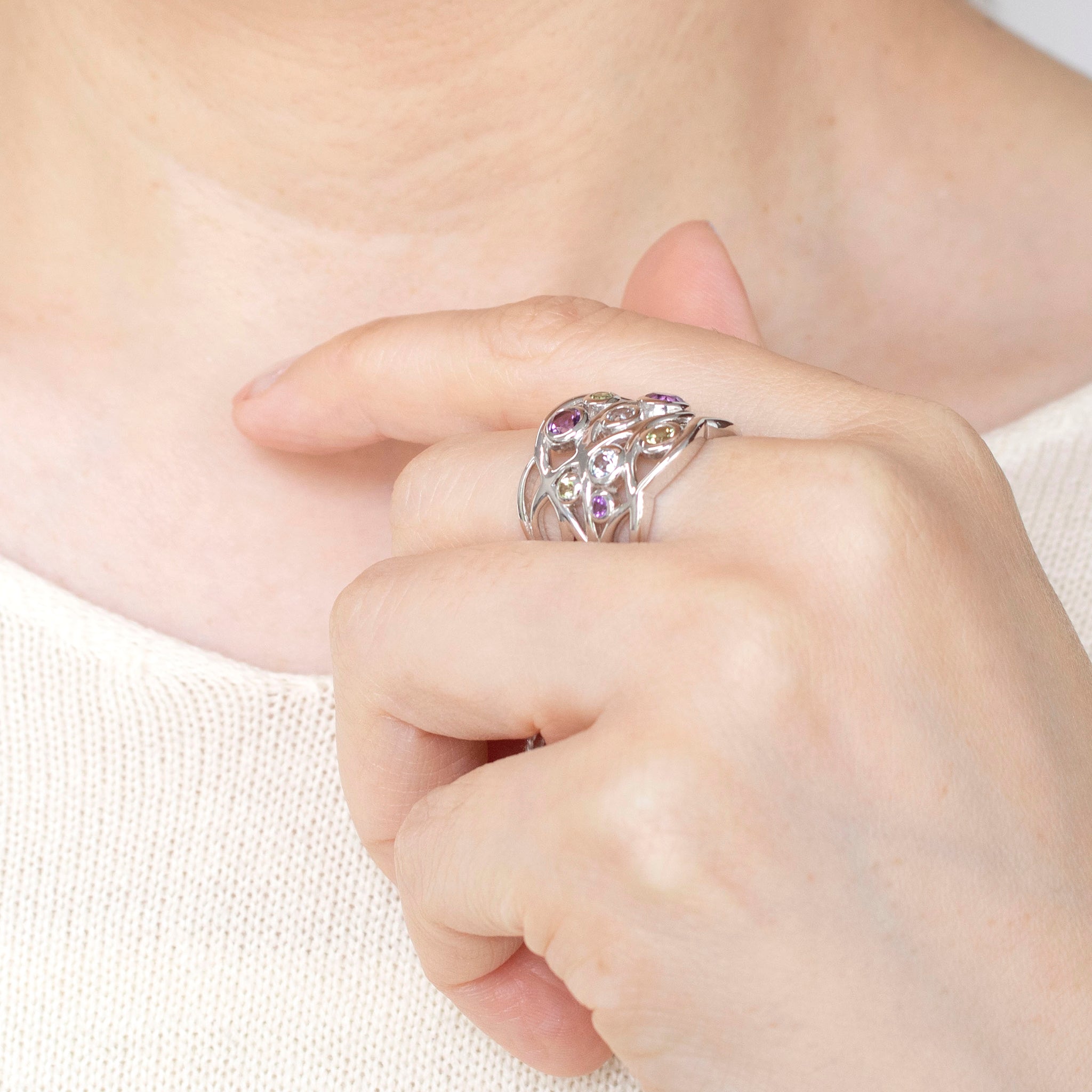 アメシスト/ペリドット/ブルートパーズ シルバーリング《25H02403》