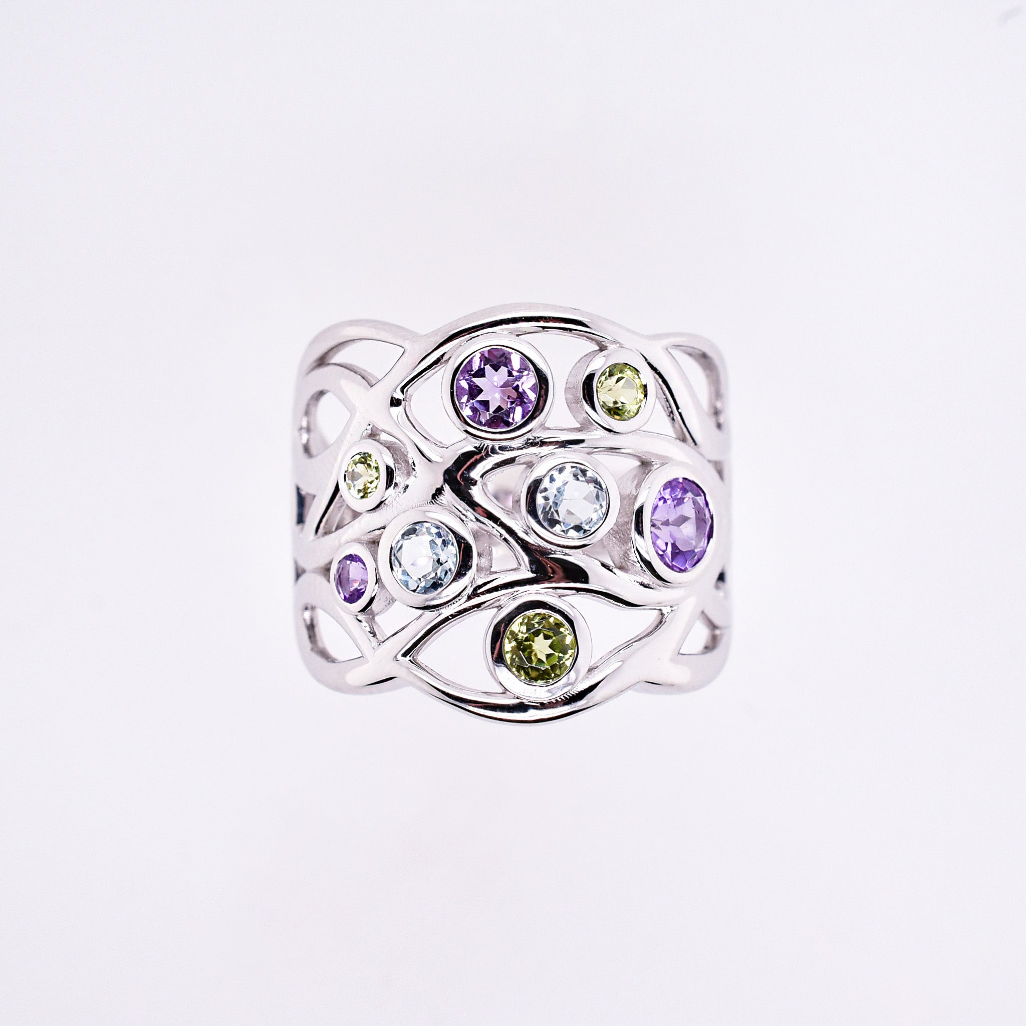 アメシスト/ペリドット/ブルートパーズ シルバーリング《25H02403》