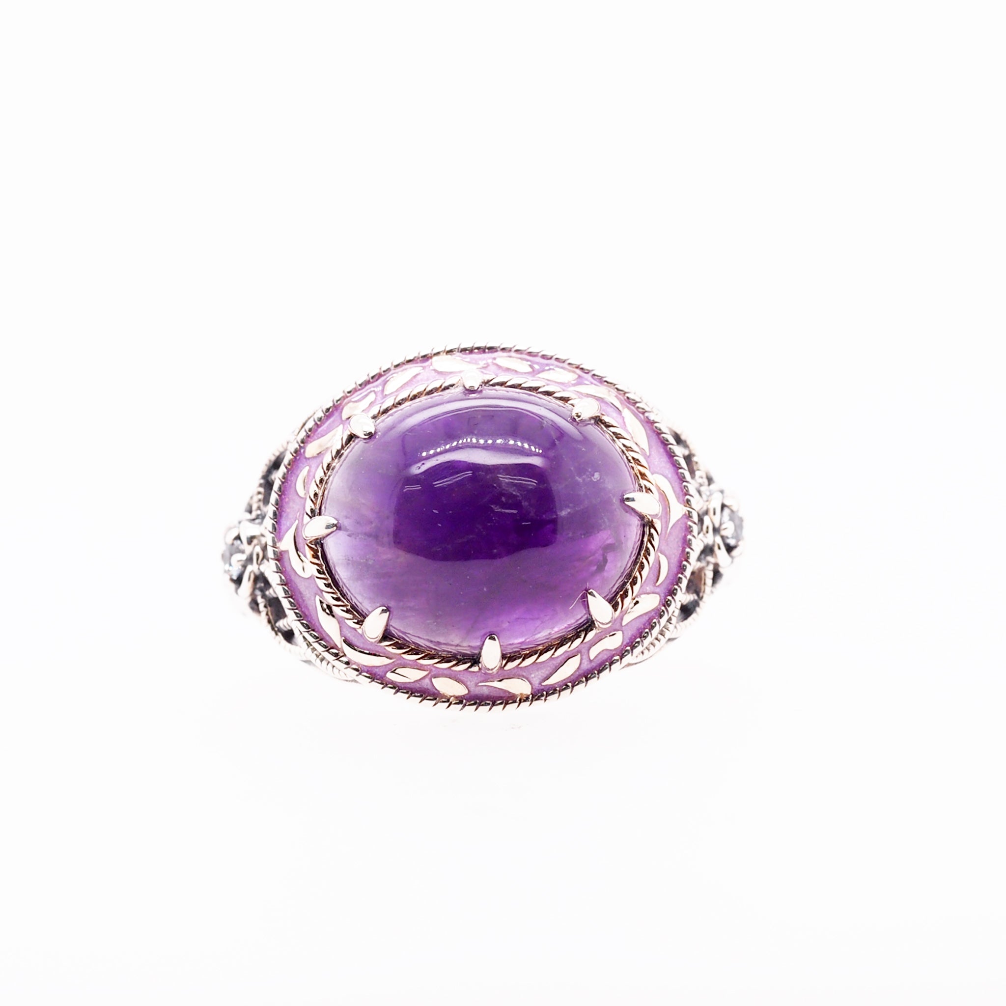 アメシスト/ホワイトトパーズ シルバーリング(4.6カラット/カボション/2月誕生石)《25H02406》