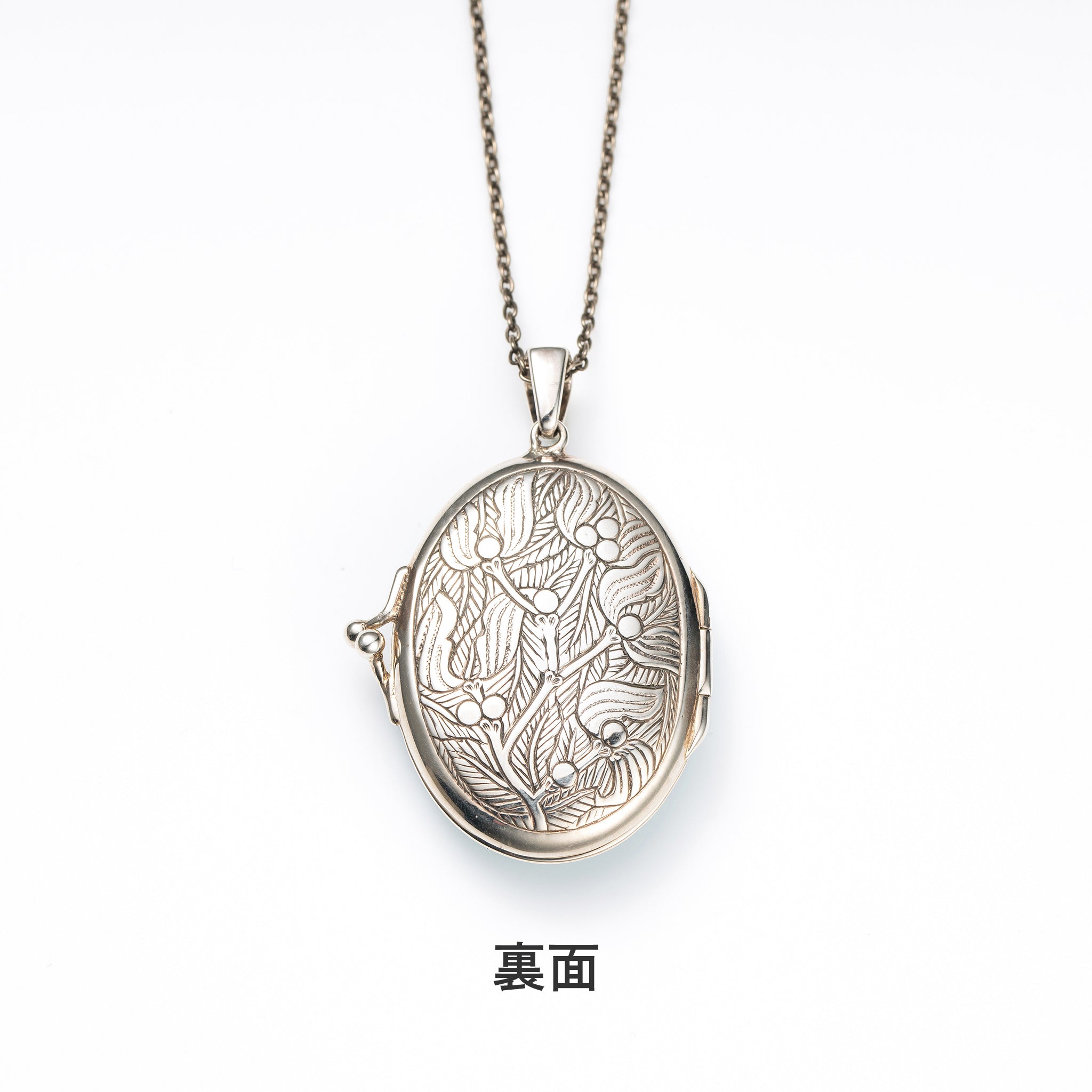 エナメル/パール シルバーネックレス(淡水真珠/ロケットタイプ/フラワーモチーフ/ロング/70cm)《25H02409》