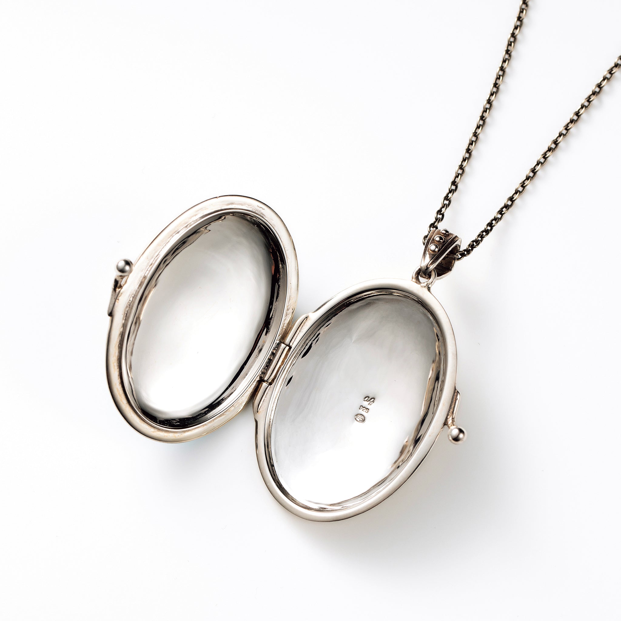 エナメル/パール シルバーネックレス(淡水真珠/ロケットタイプ/フラワーモチーフ/ロング/70cm)《25H02409》