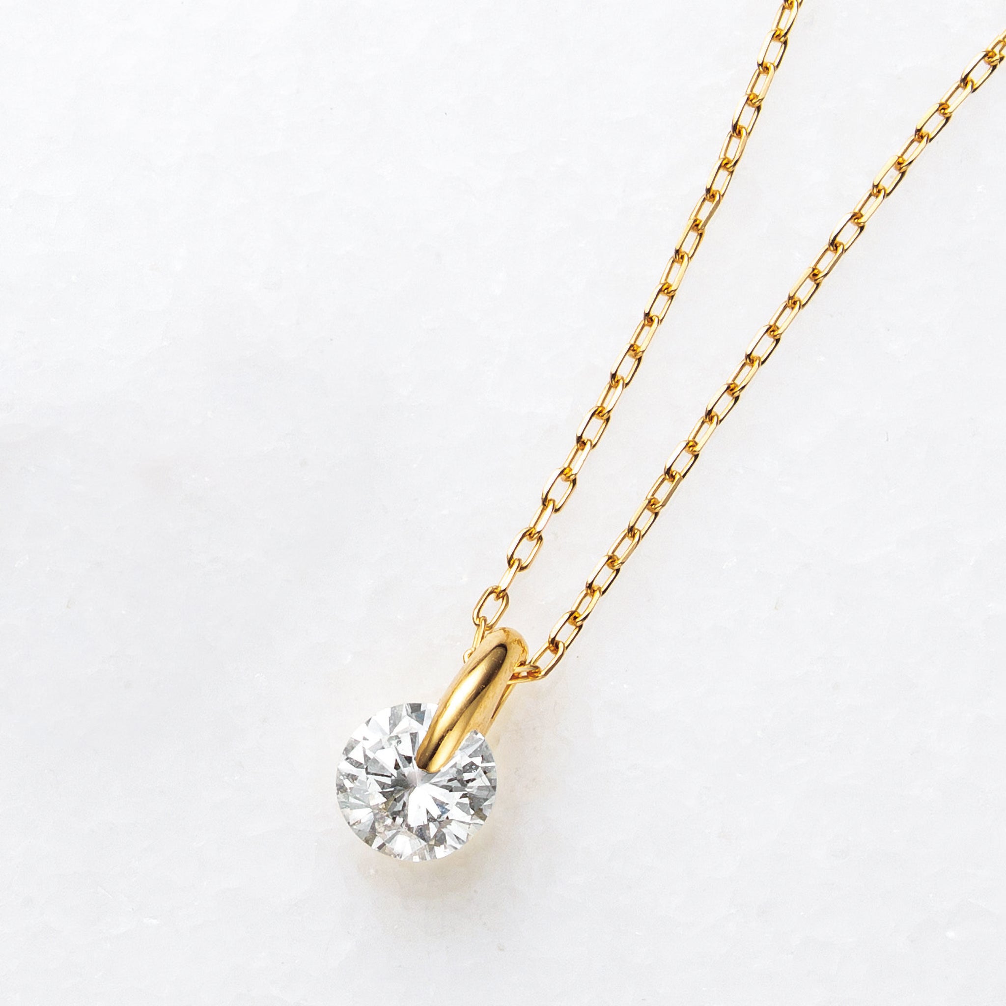 K18 金【0.2ct ラボダイヤモンドネックレス】4本爪カップ 輝き
