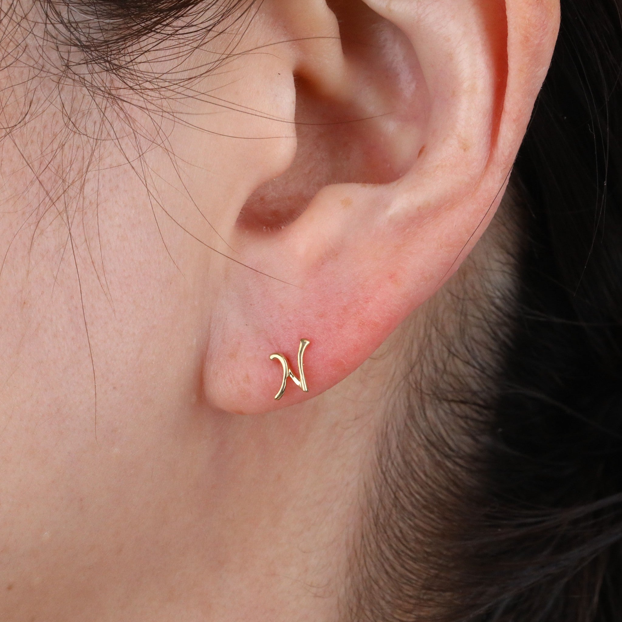 K18ピアス(イニシャル/N/片側)《25H02711-N》
