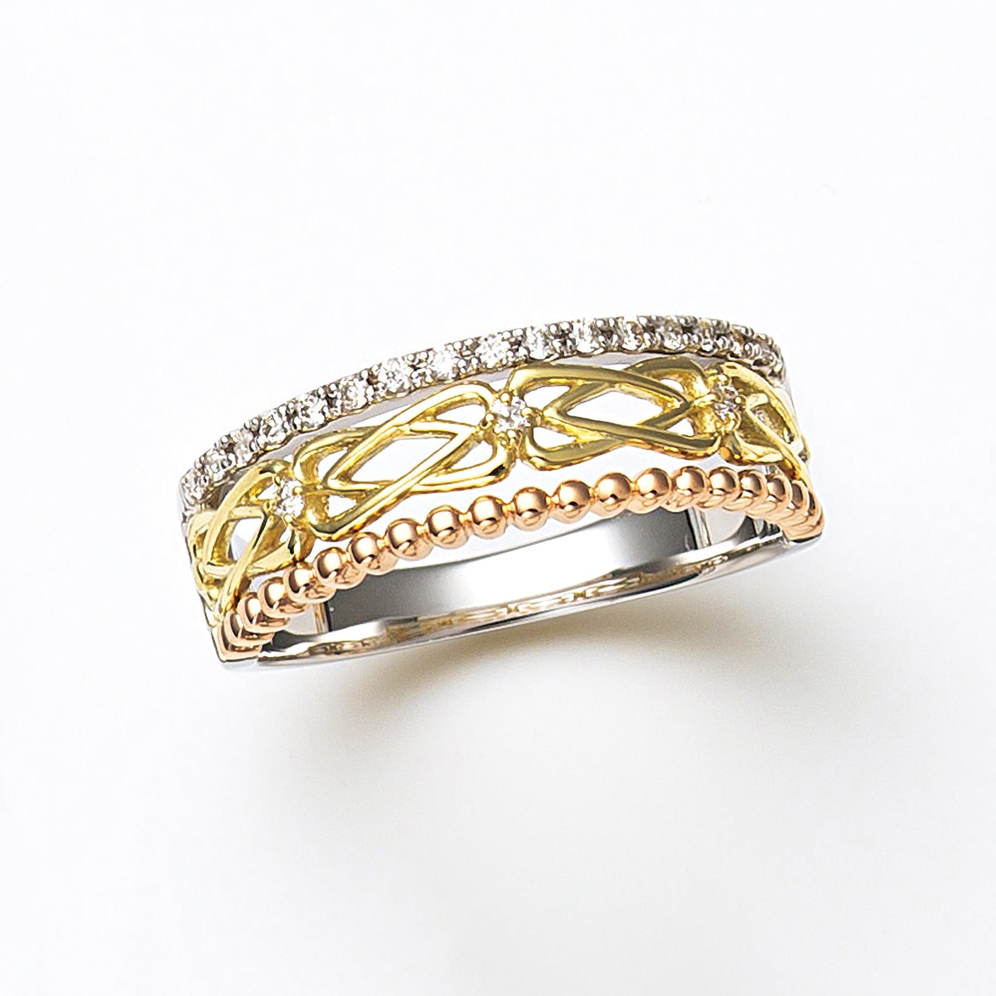 k18 プラチナ　リング K18 プラチナスリーカラーダイヤモンドリング