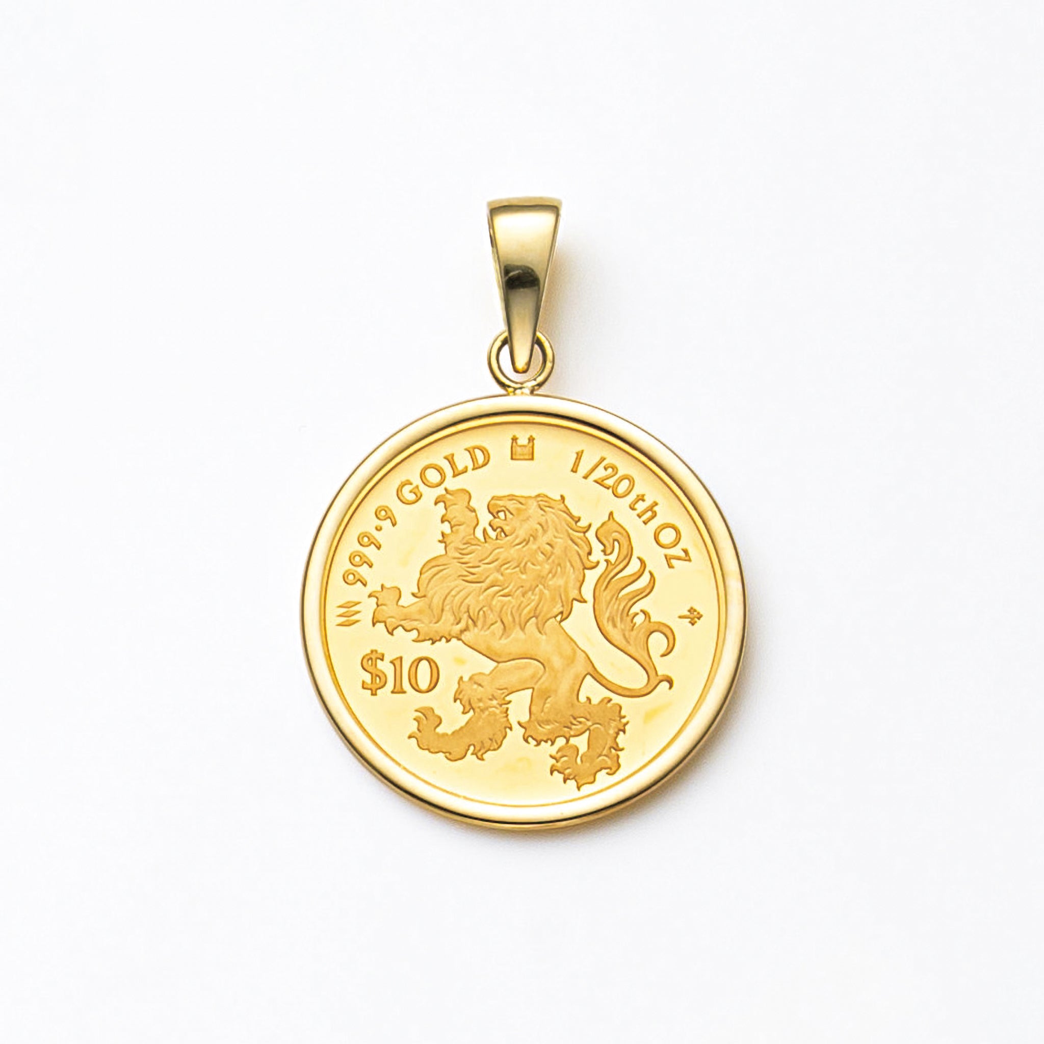 K24/K18ペンダントトップ(純金/コイン/獅子モチーフ/1/20oz)《25H02806》