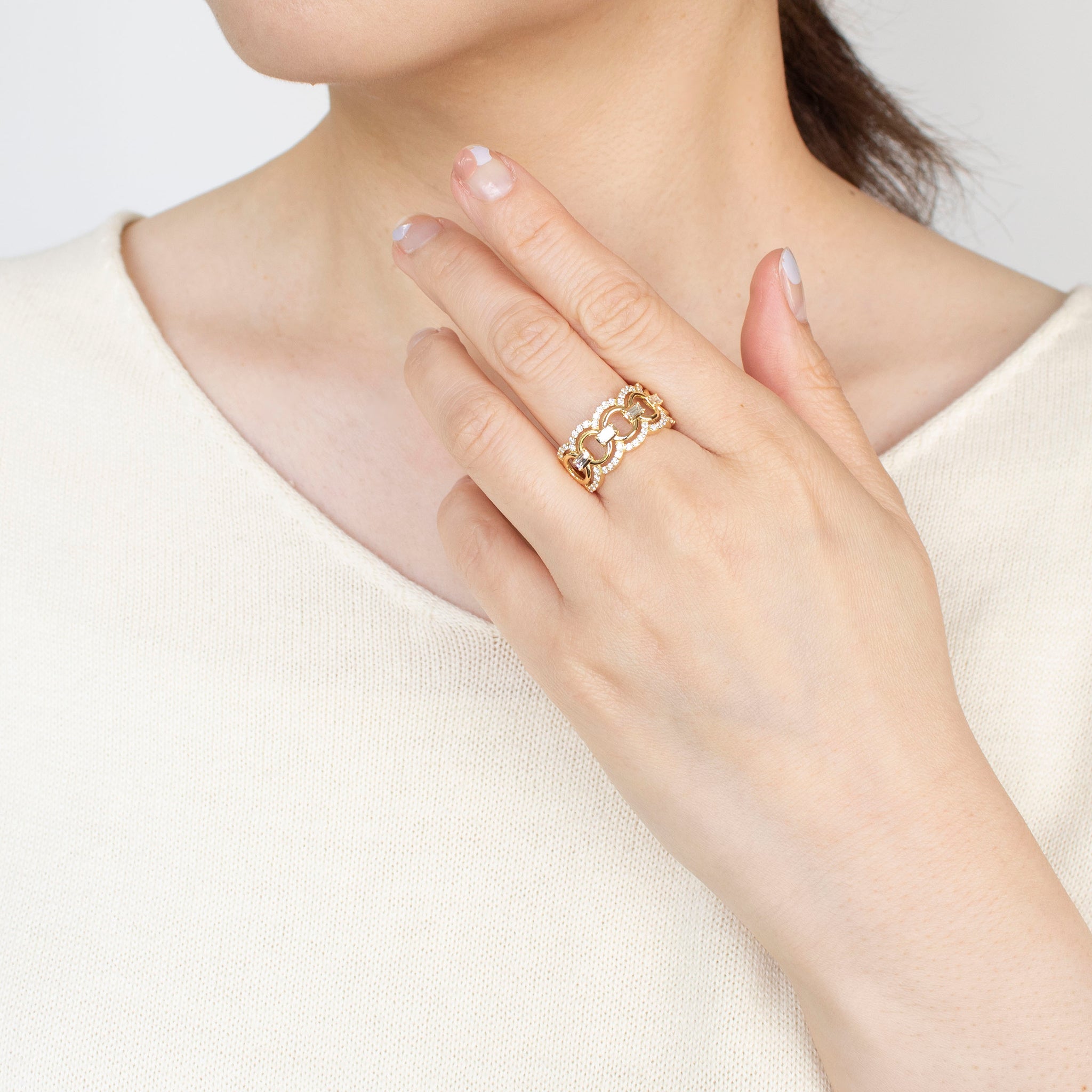 ダイヤモンド K18リング(4月誕生石/鑑別書付)《25H02808》