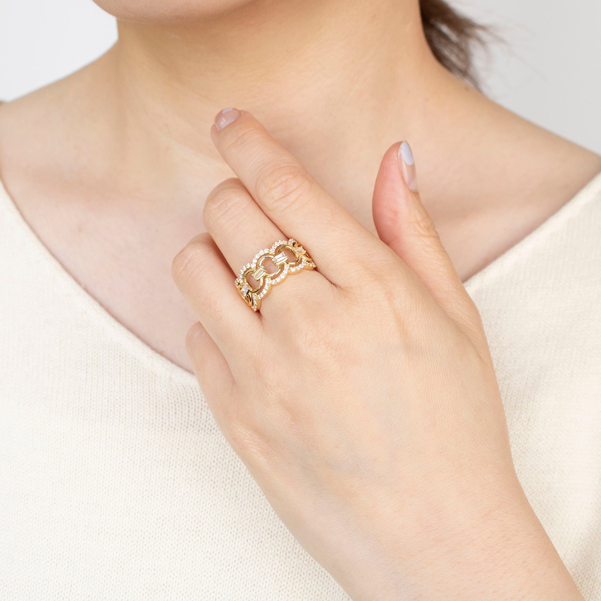 ダイヤモンド K18リング(4月誕生石/鑑別書付)《25H02808》