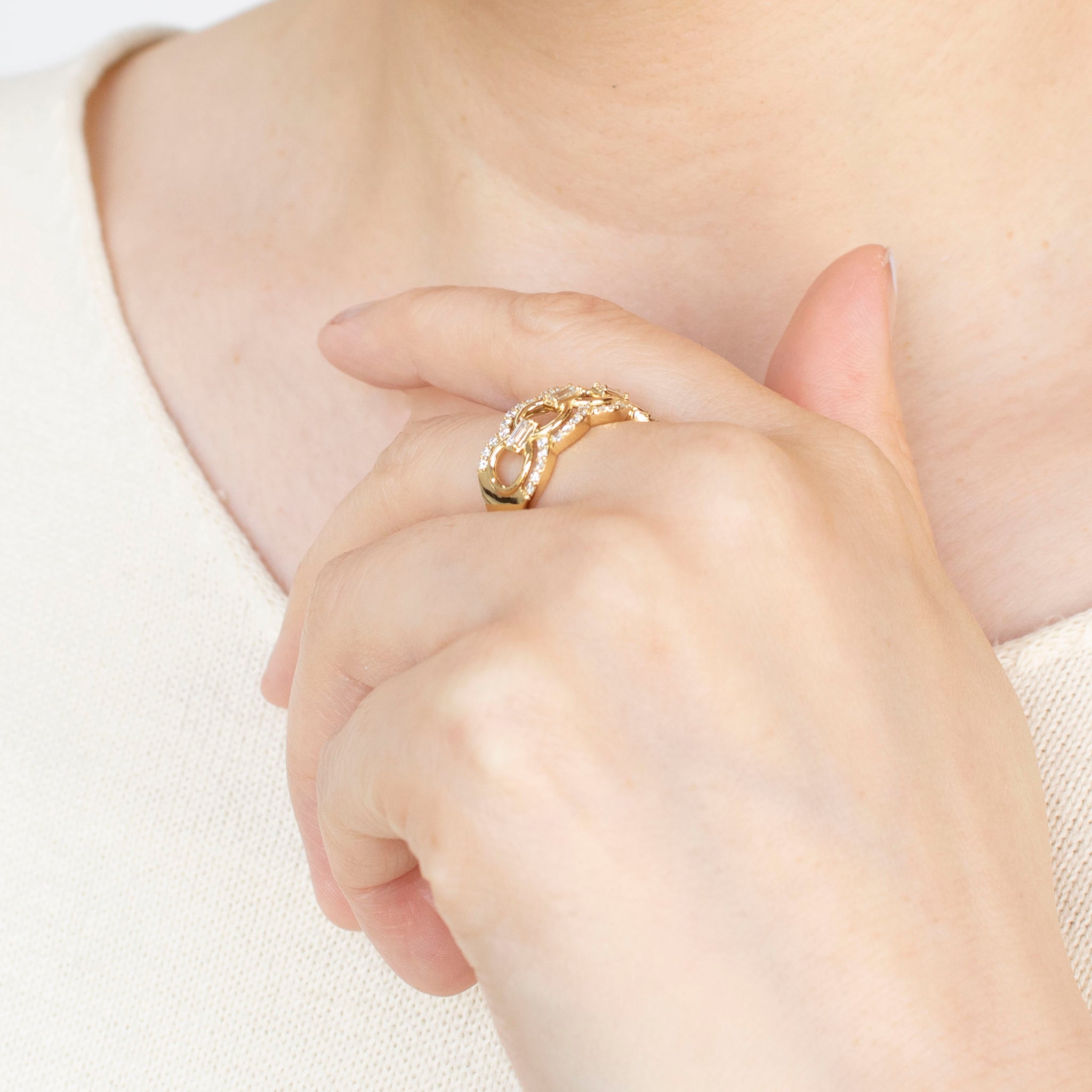 ダイヤモンド K18リング(4月誕生石/鑑別書付)《25H02808》